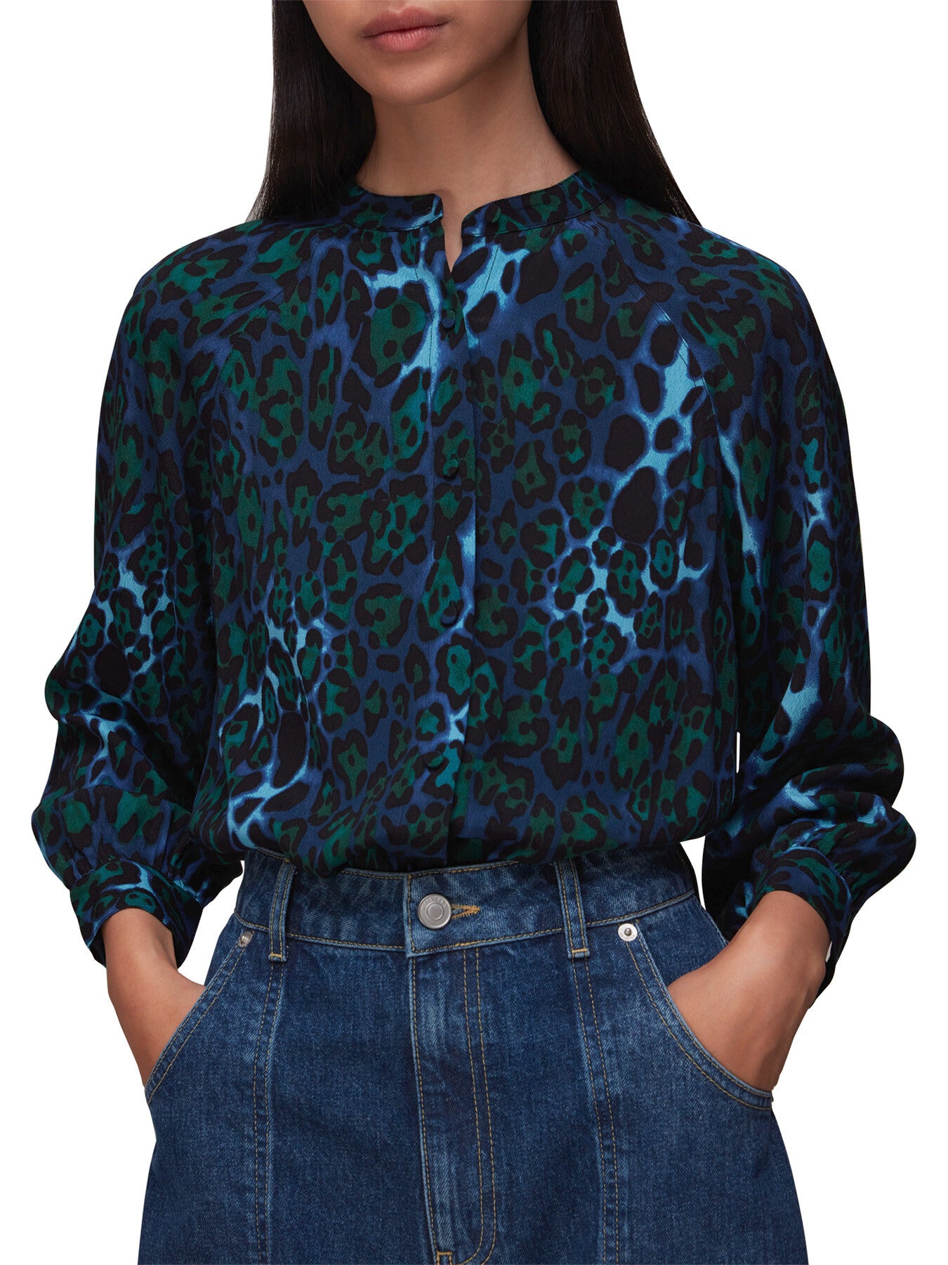 Night Cat Print Raglan Shirt