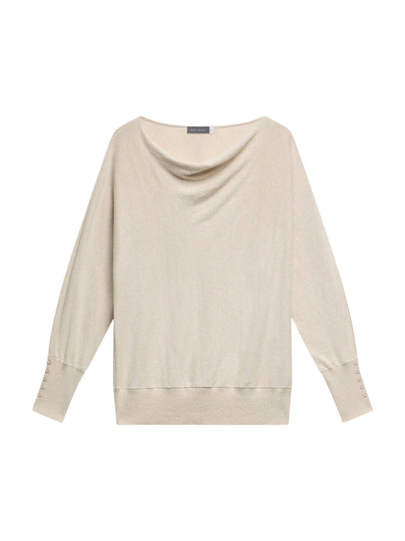 Cotton Blend Cowl Neck Jumper