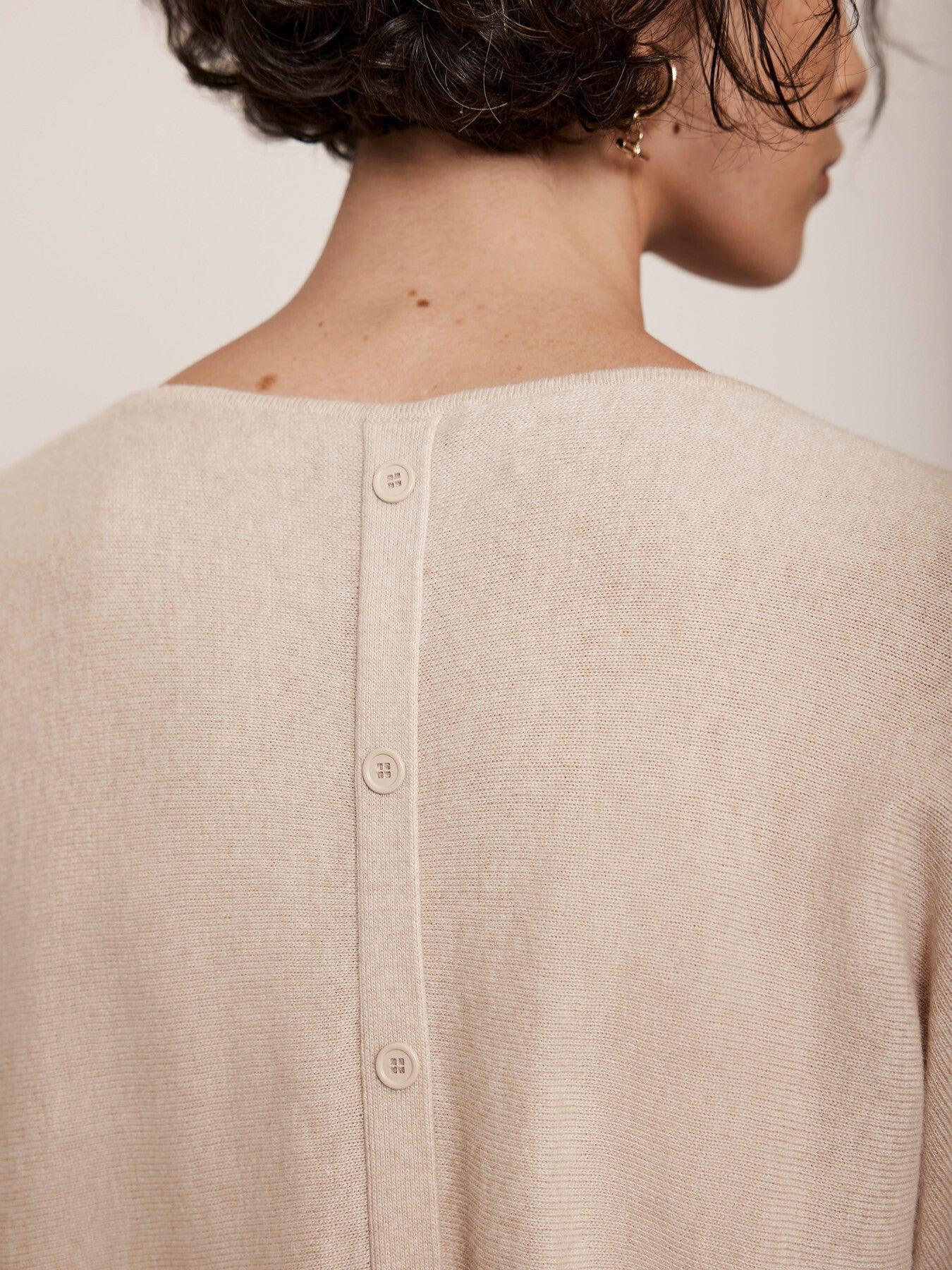 Cotton Blend Cowl Neck Jumper