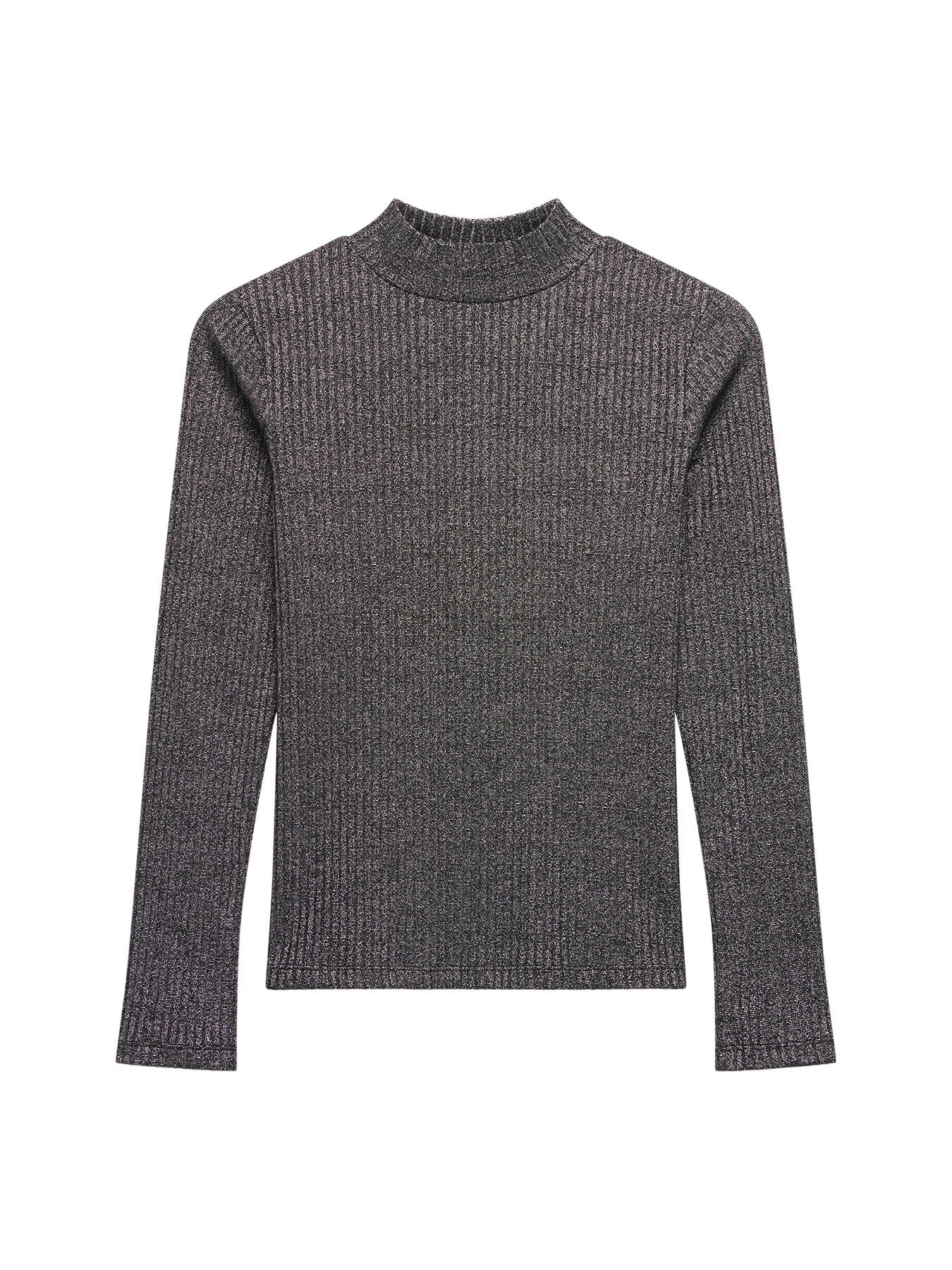 Silver Metallic Ribbed Polo Top