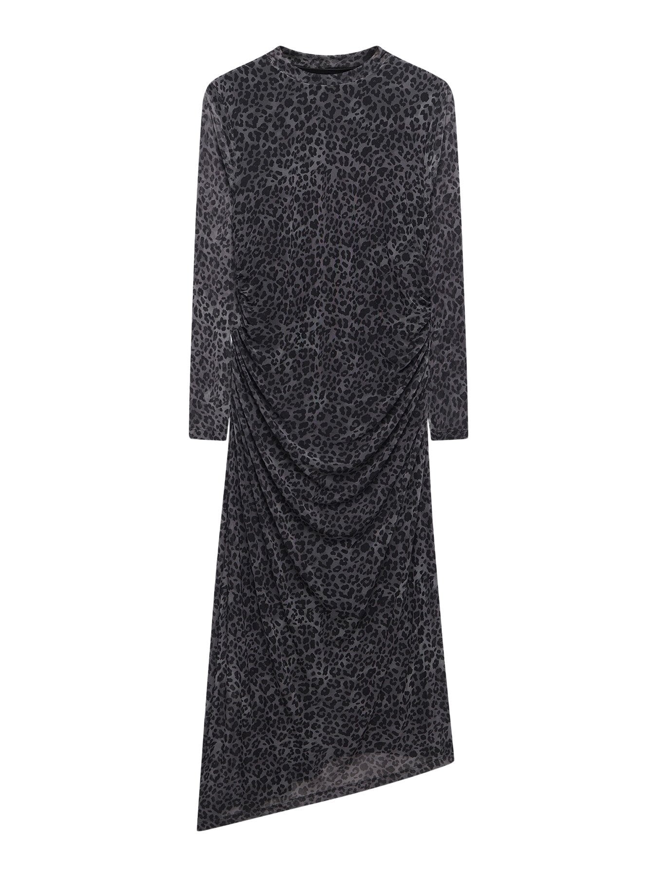 Leopard Print Mesh Midi Dress