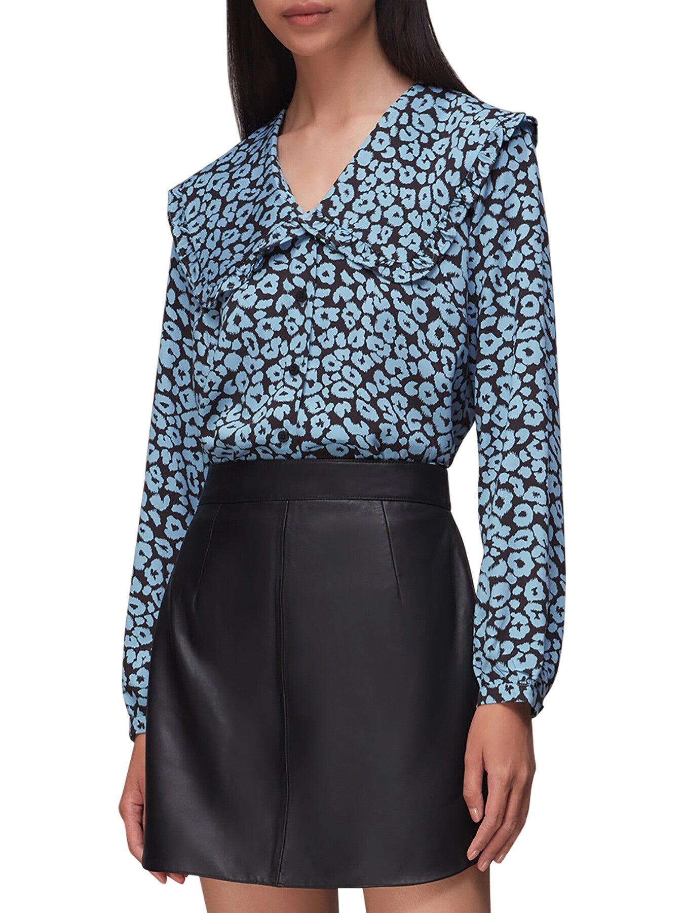 Fuzzy Leopard Collar Top