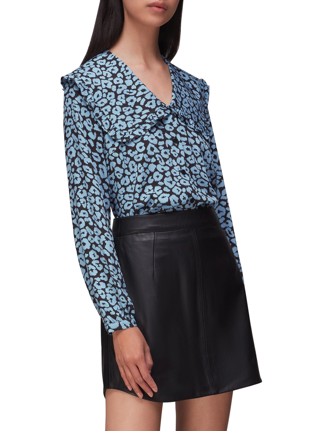 Fuzzy Leopard Collar Top