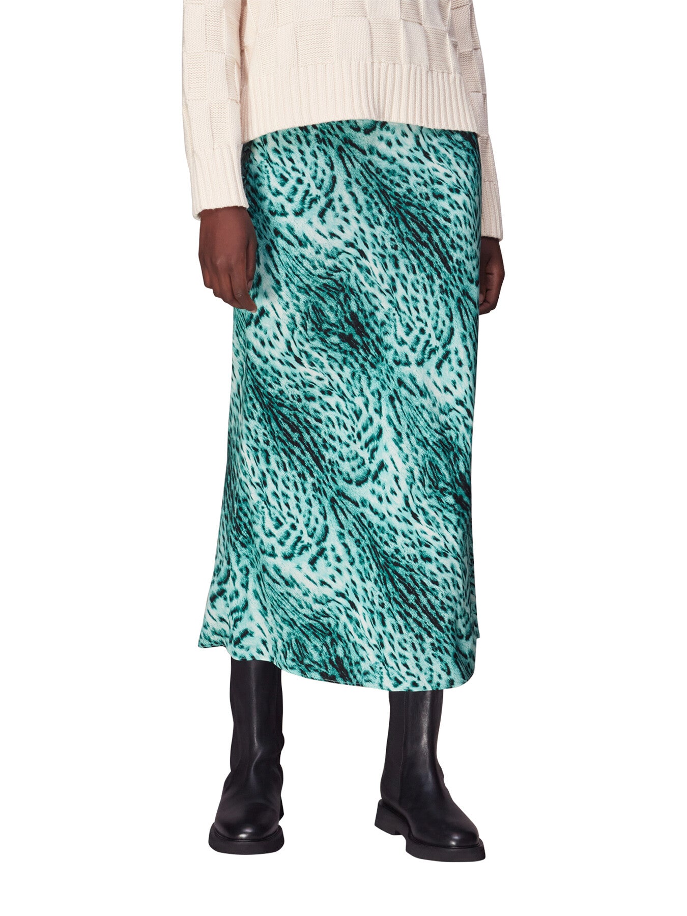 Brushed Leopard Bias Cut Skirt