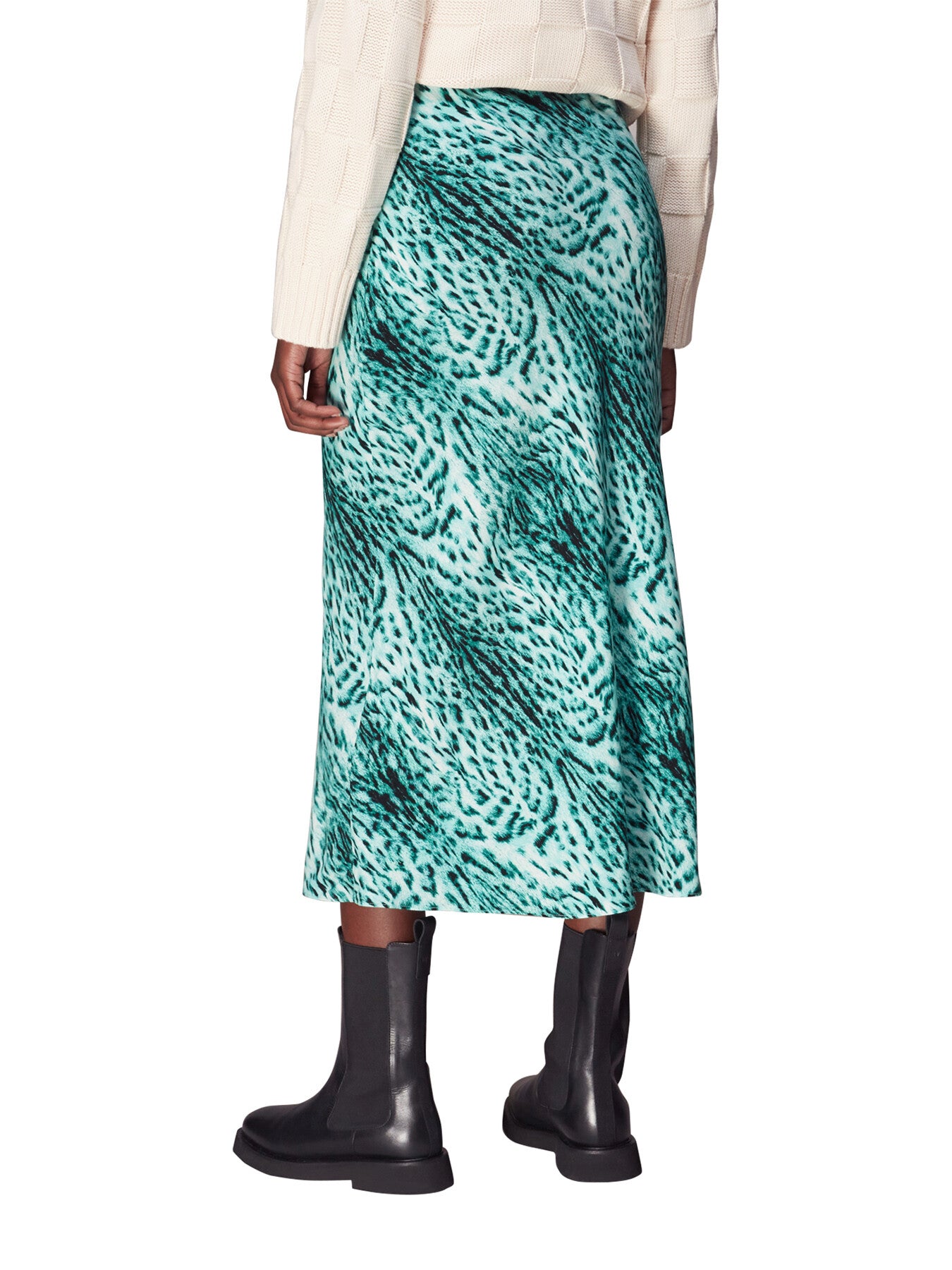 Brushed Leopard Bias Cut Skirt