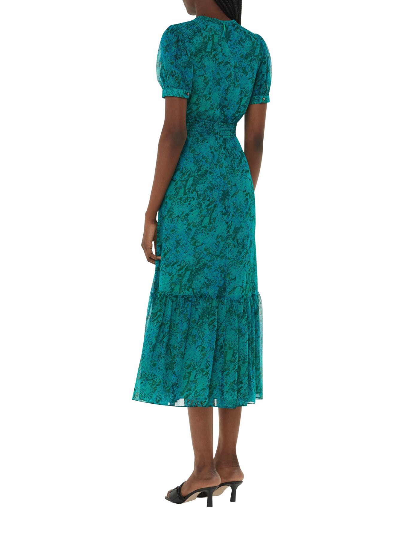 Diagonal Snake Shirred Dress