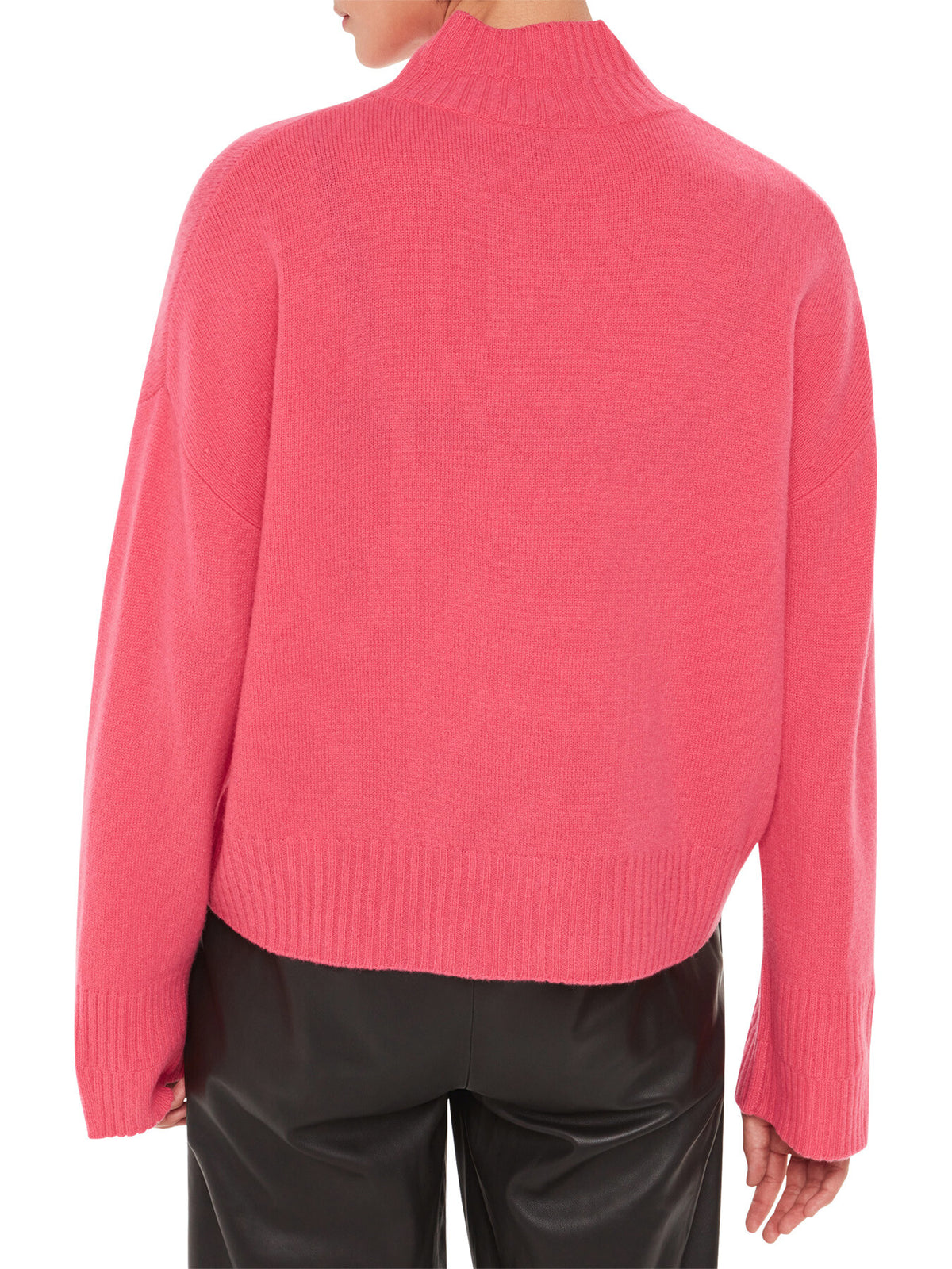 Wool Double Trim Funnel Neck