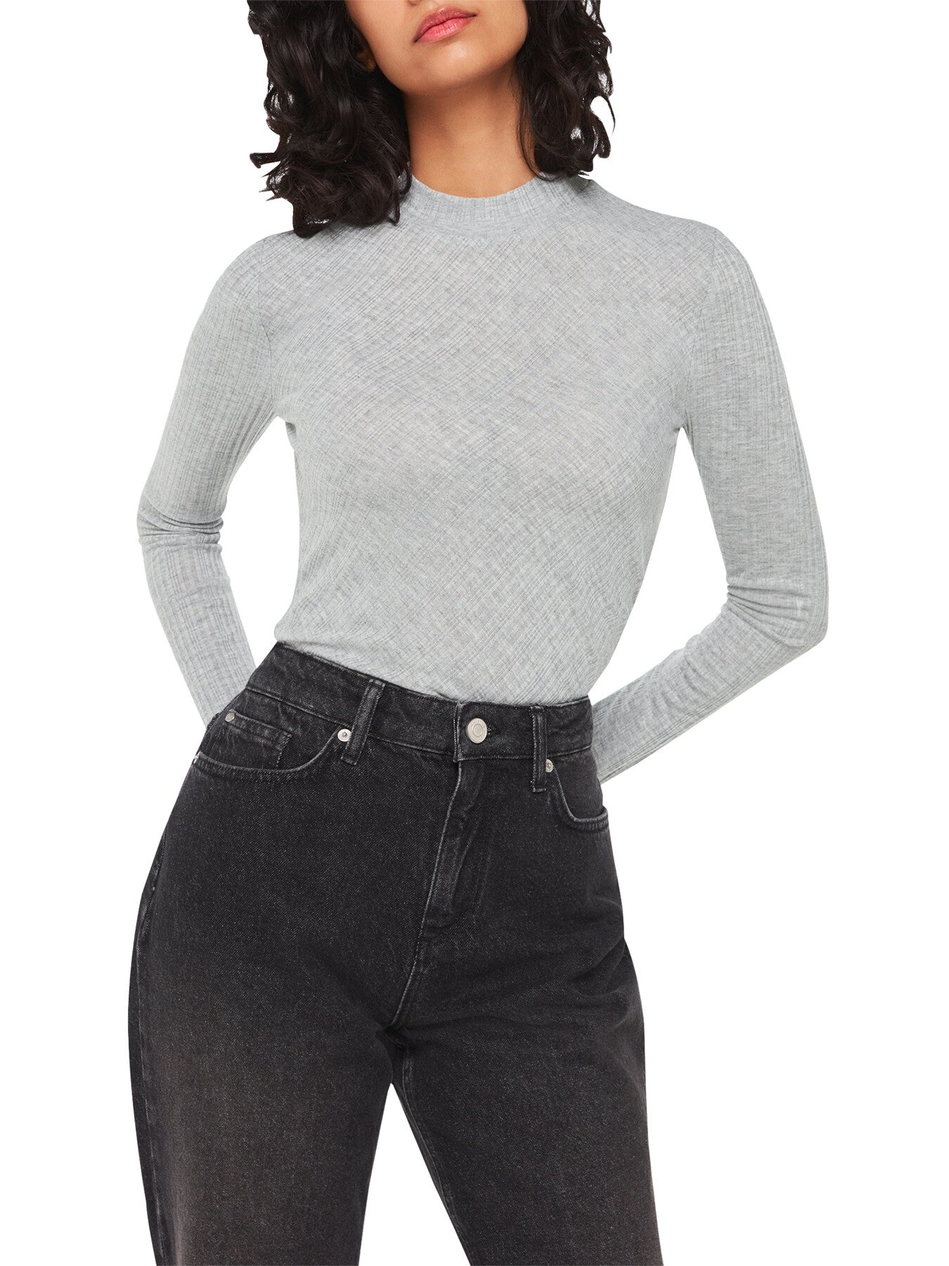 Diagonal Rib Crew Neck Top