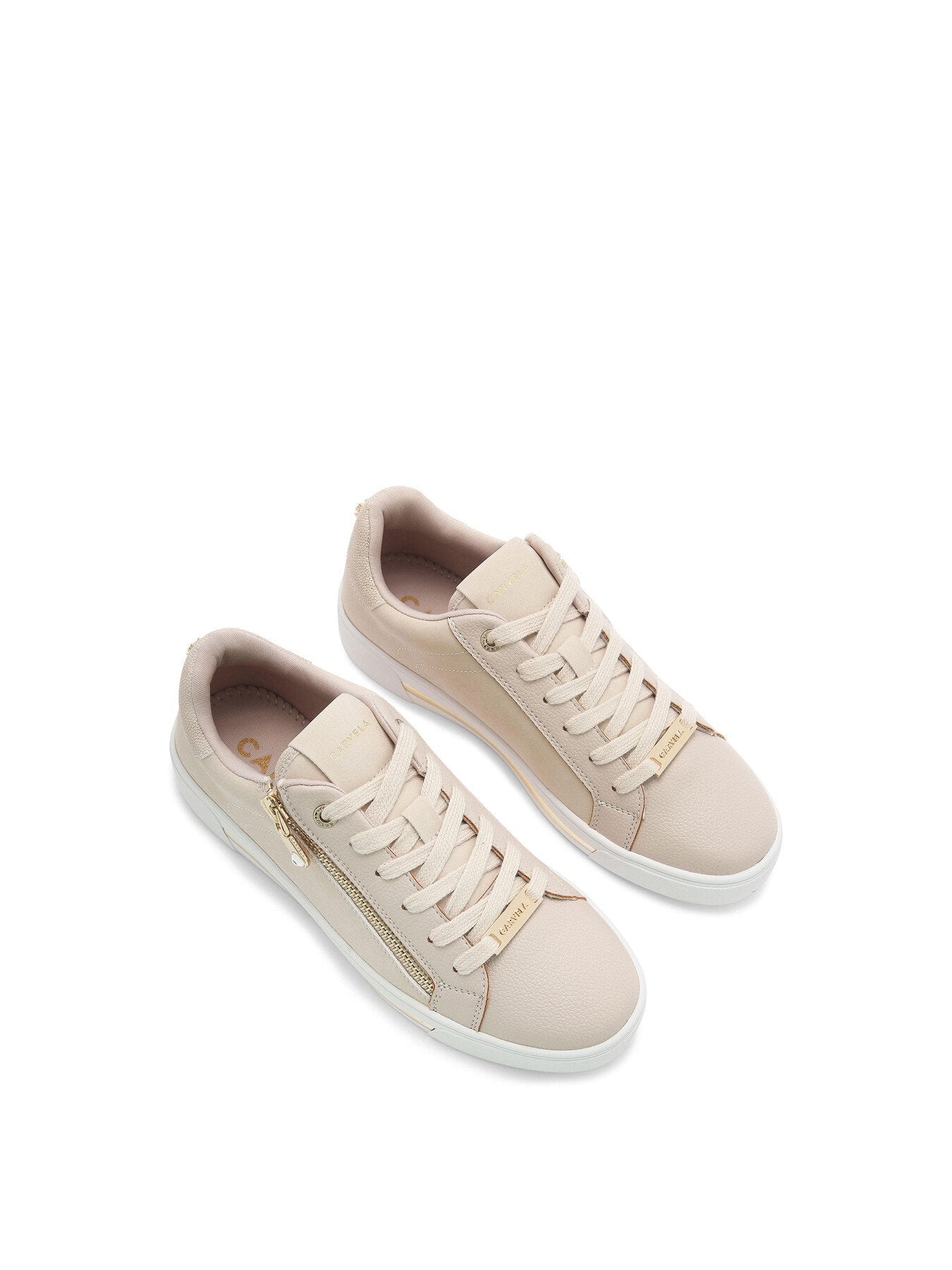 Diamond Zip Ankle Boots Beige