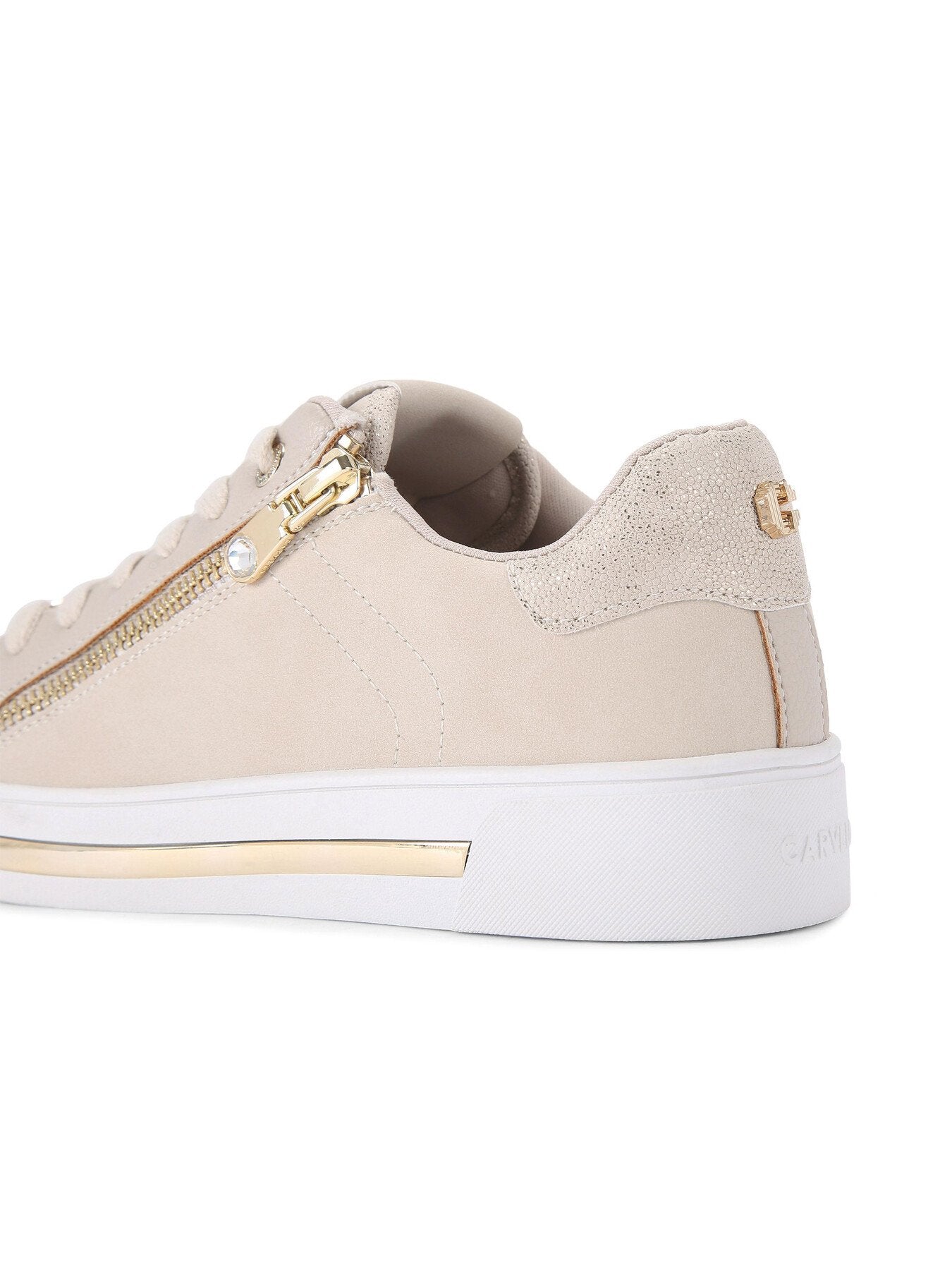 Diamond Zip Ankle Boots Beige