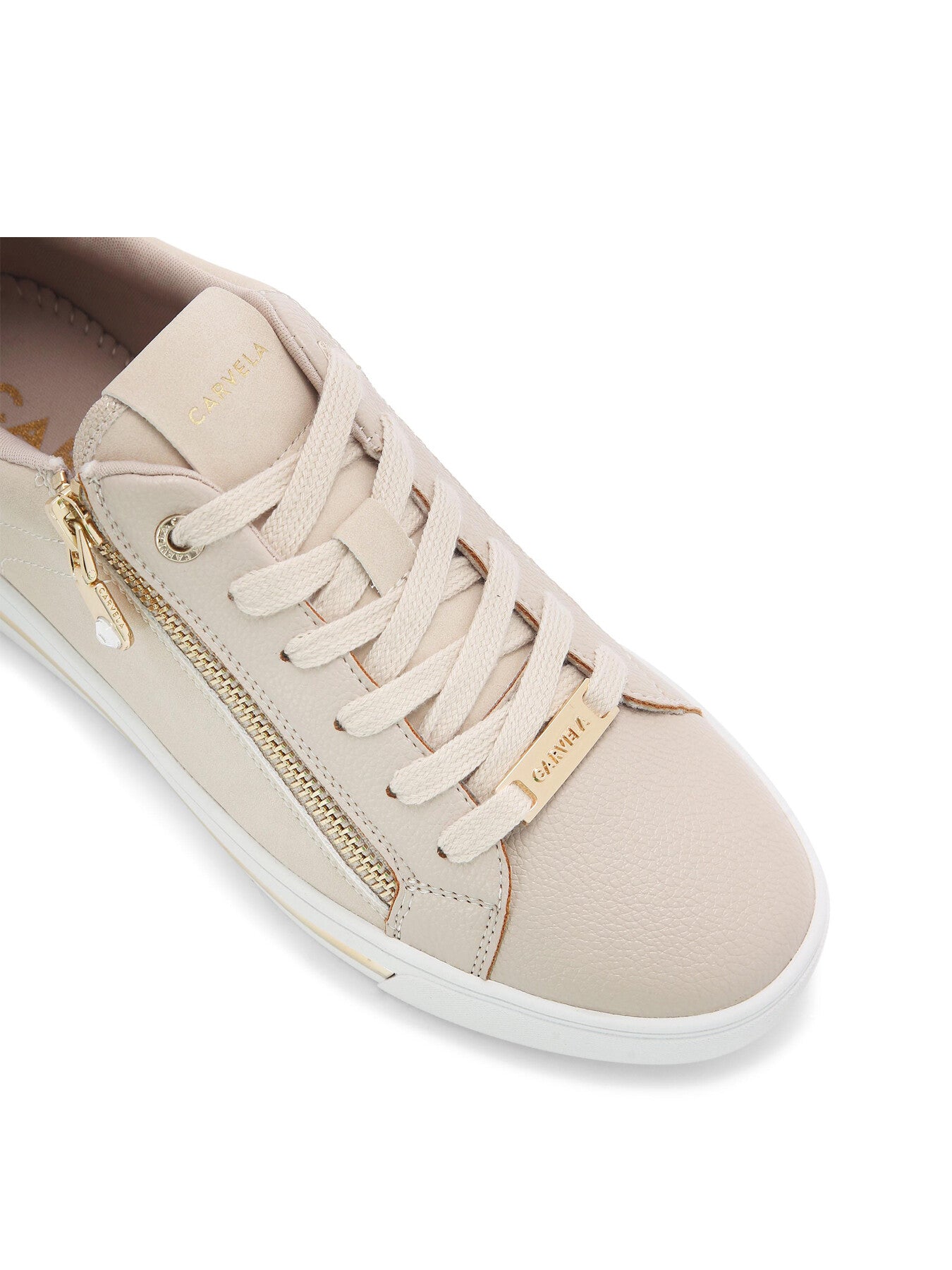 Diamond Zip Ankle Boots Beige