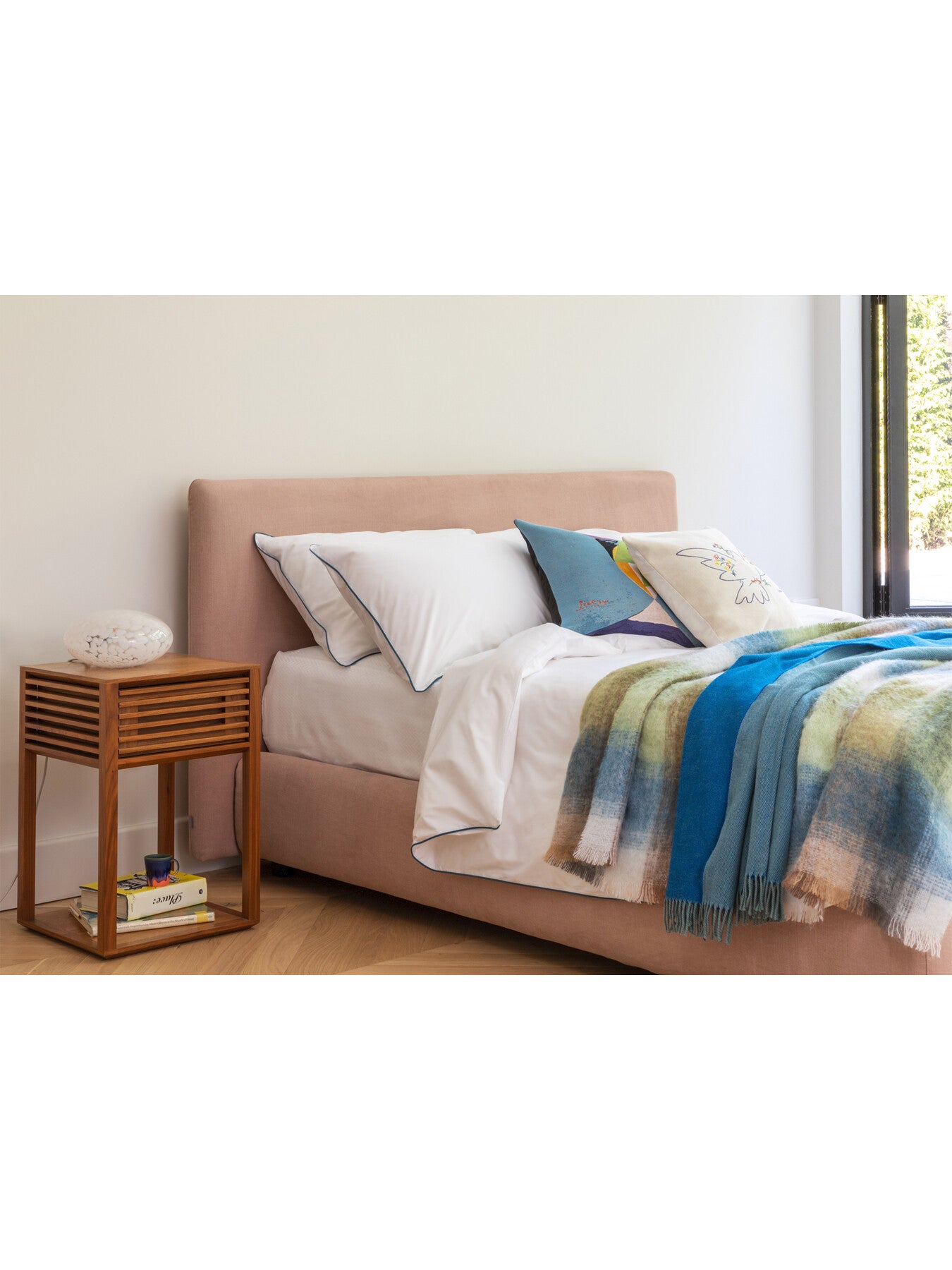 Mohair Check Throw green