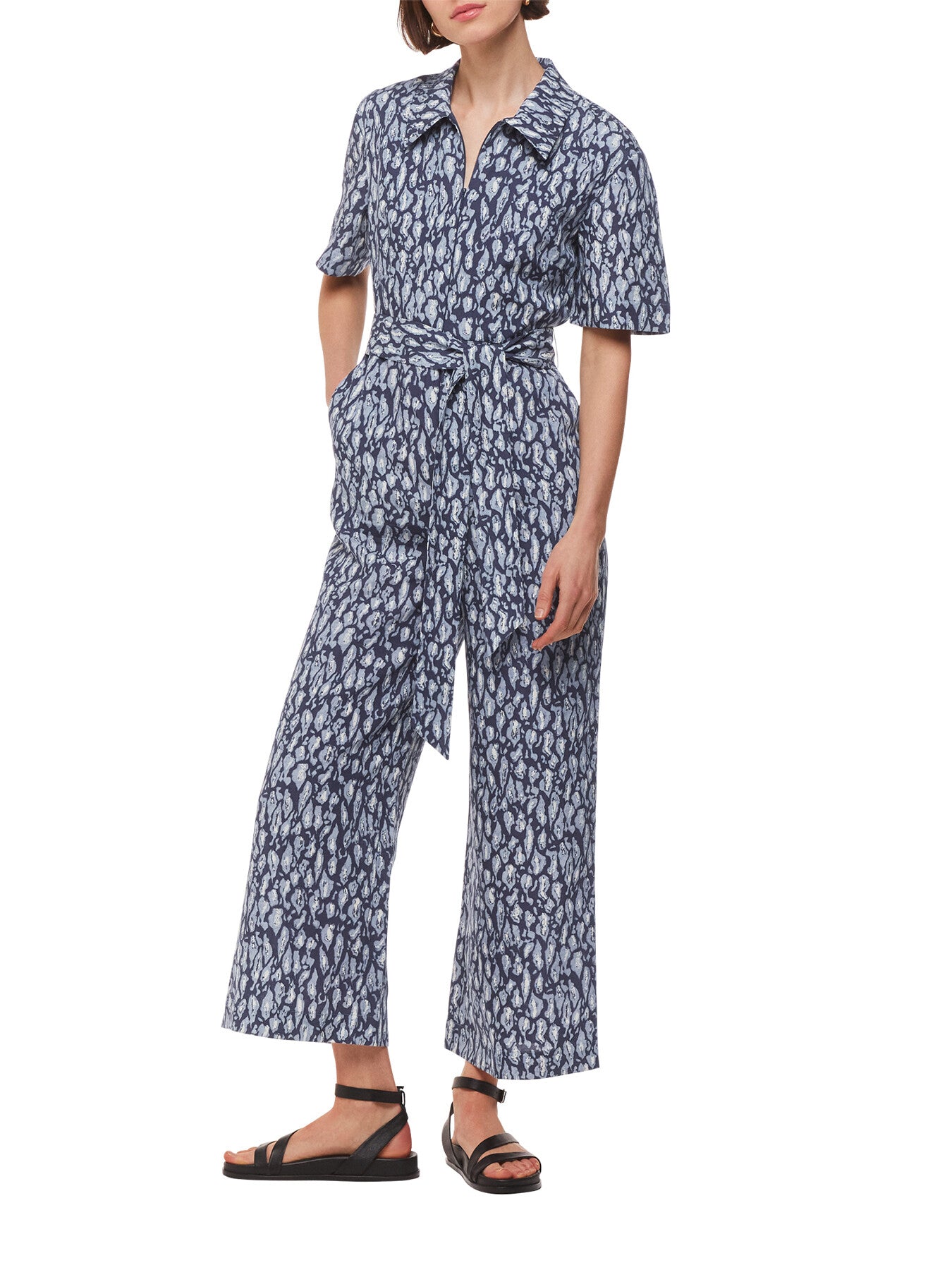 Leopard Linen Blend Jumpsuit