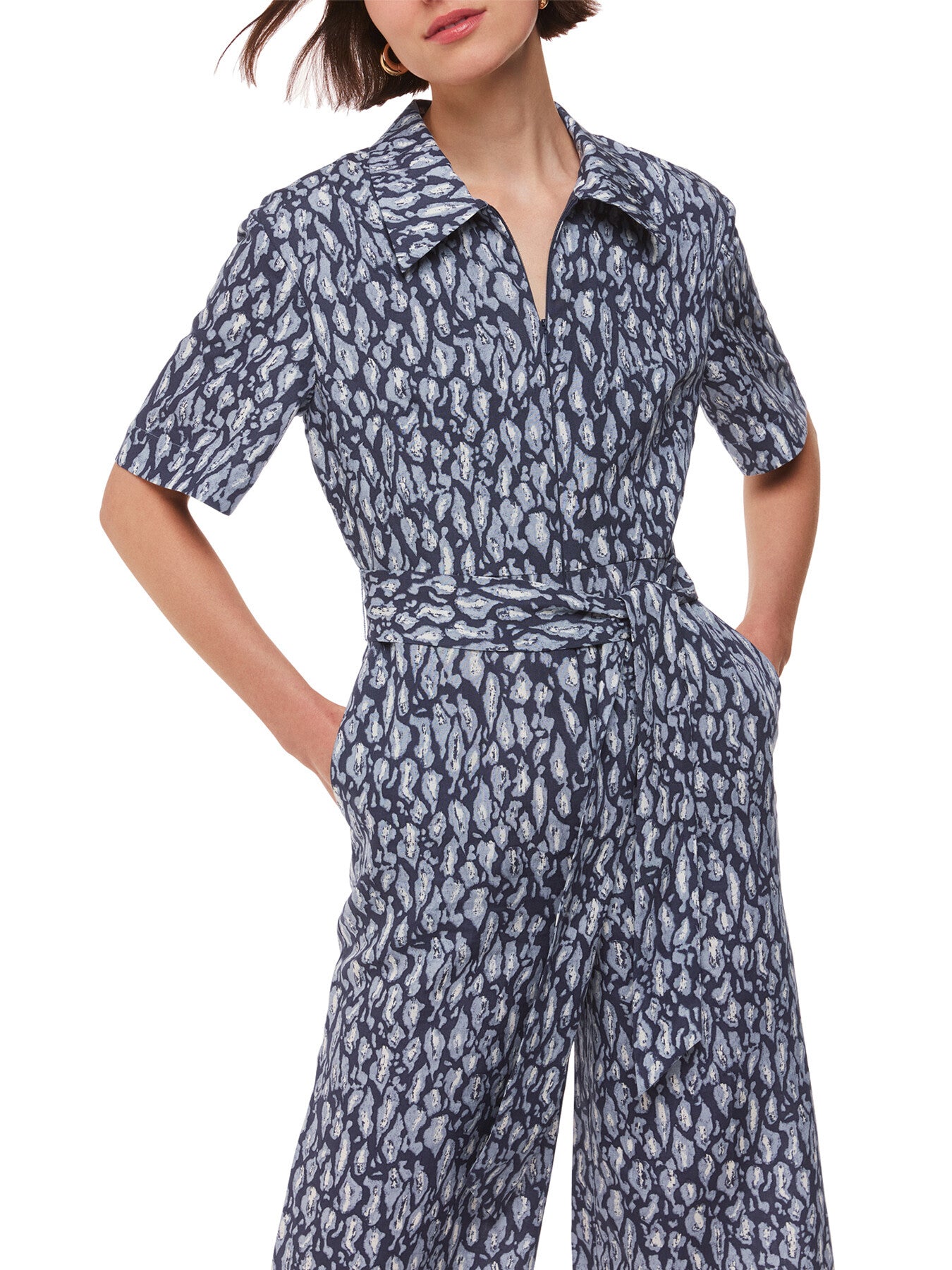 Leopard Linen Blend Jumpsuit