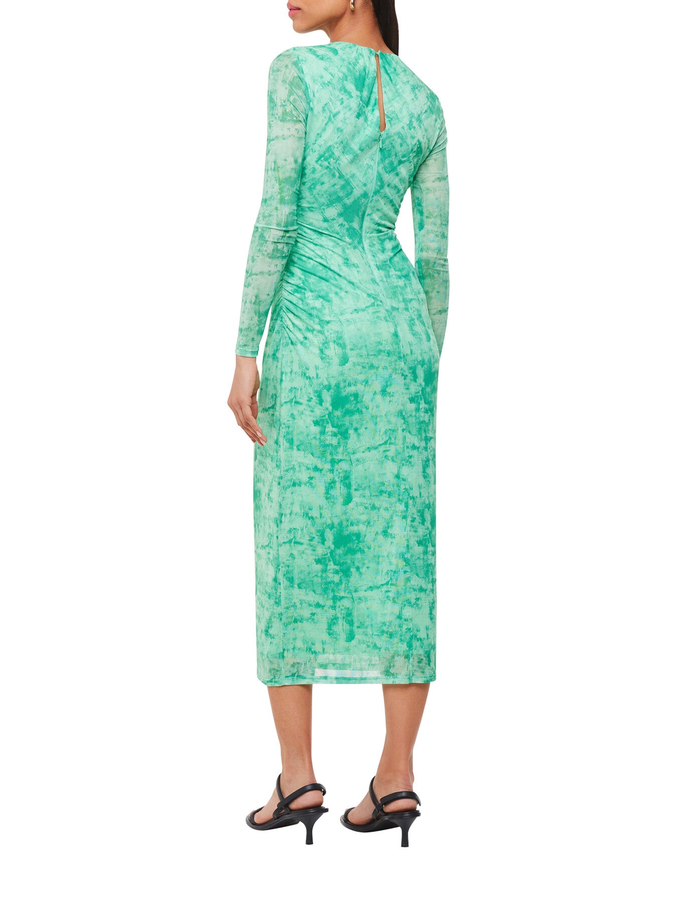 Brushwork Print Mesh Dress