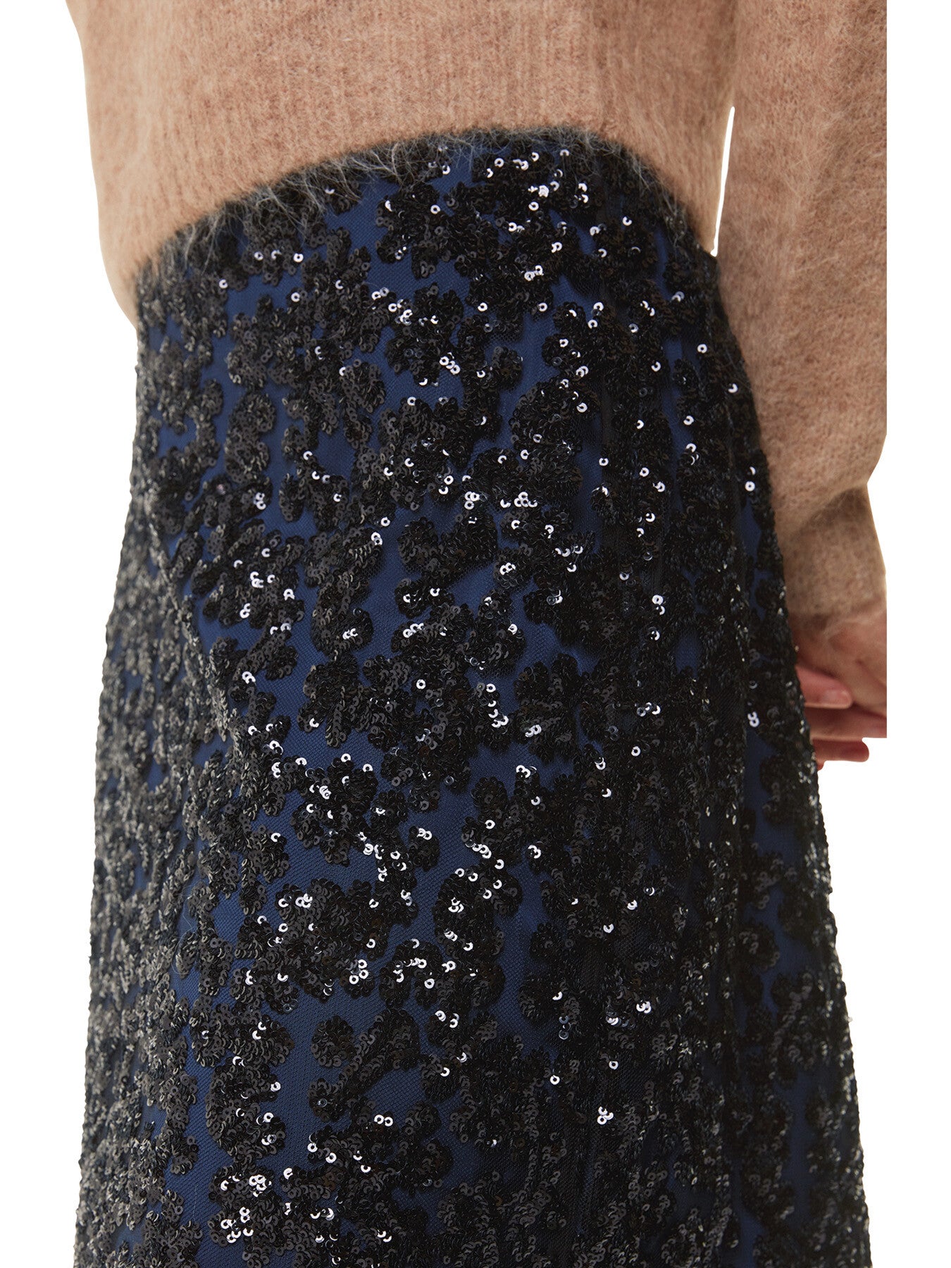 Floral Sequin Midi Skirt