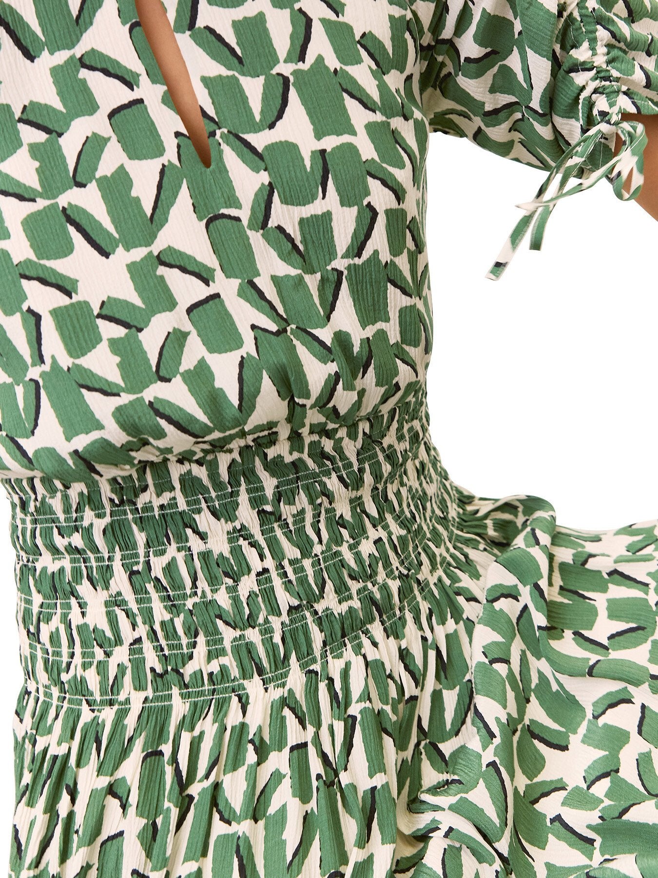 Ivory/Multi Abstract Squares Midi Dress