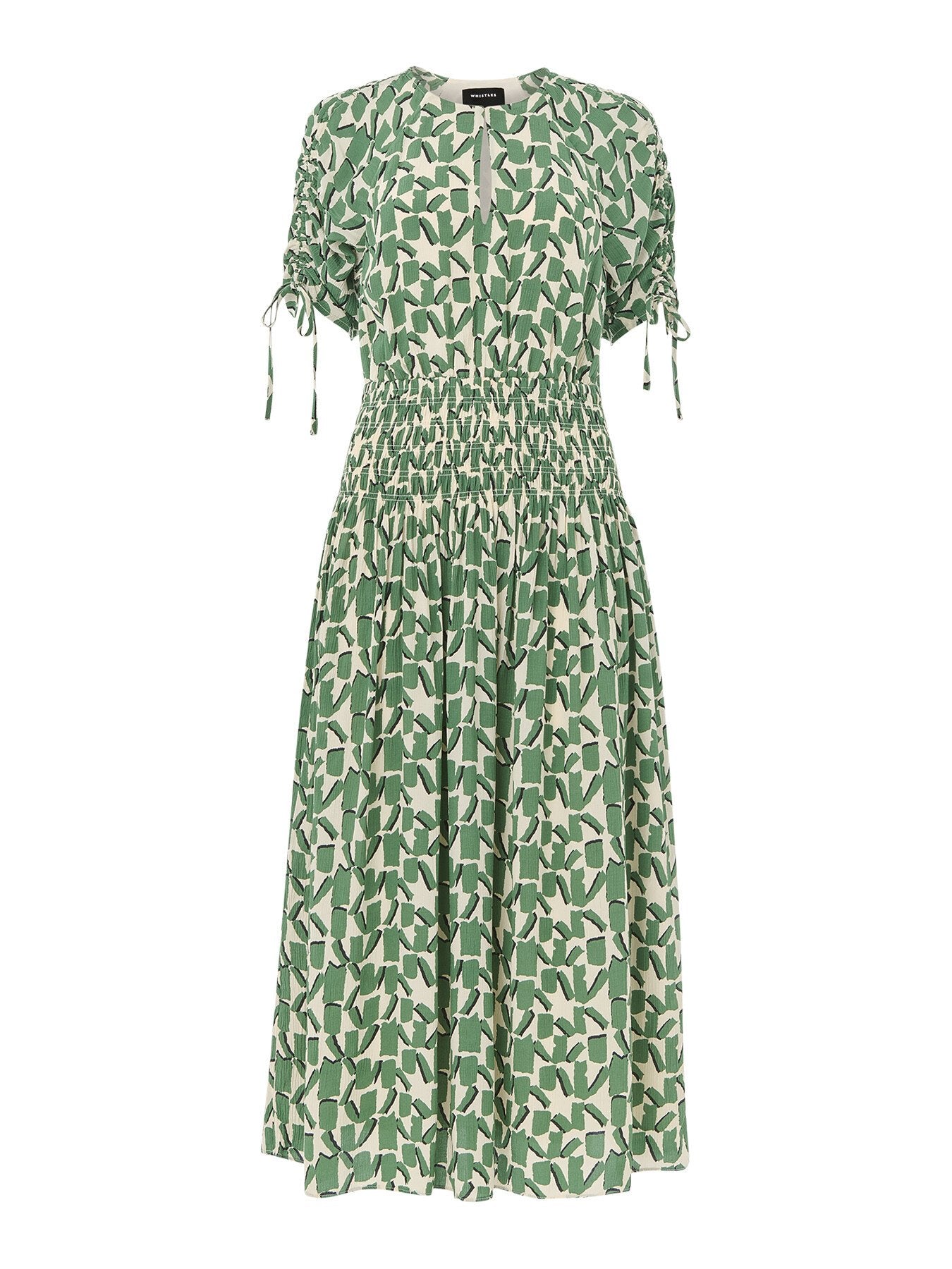 Ivory/Multi Abstract Squares Midi Dress