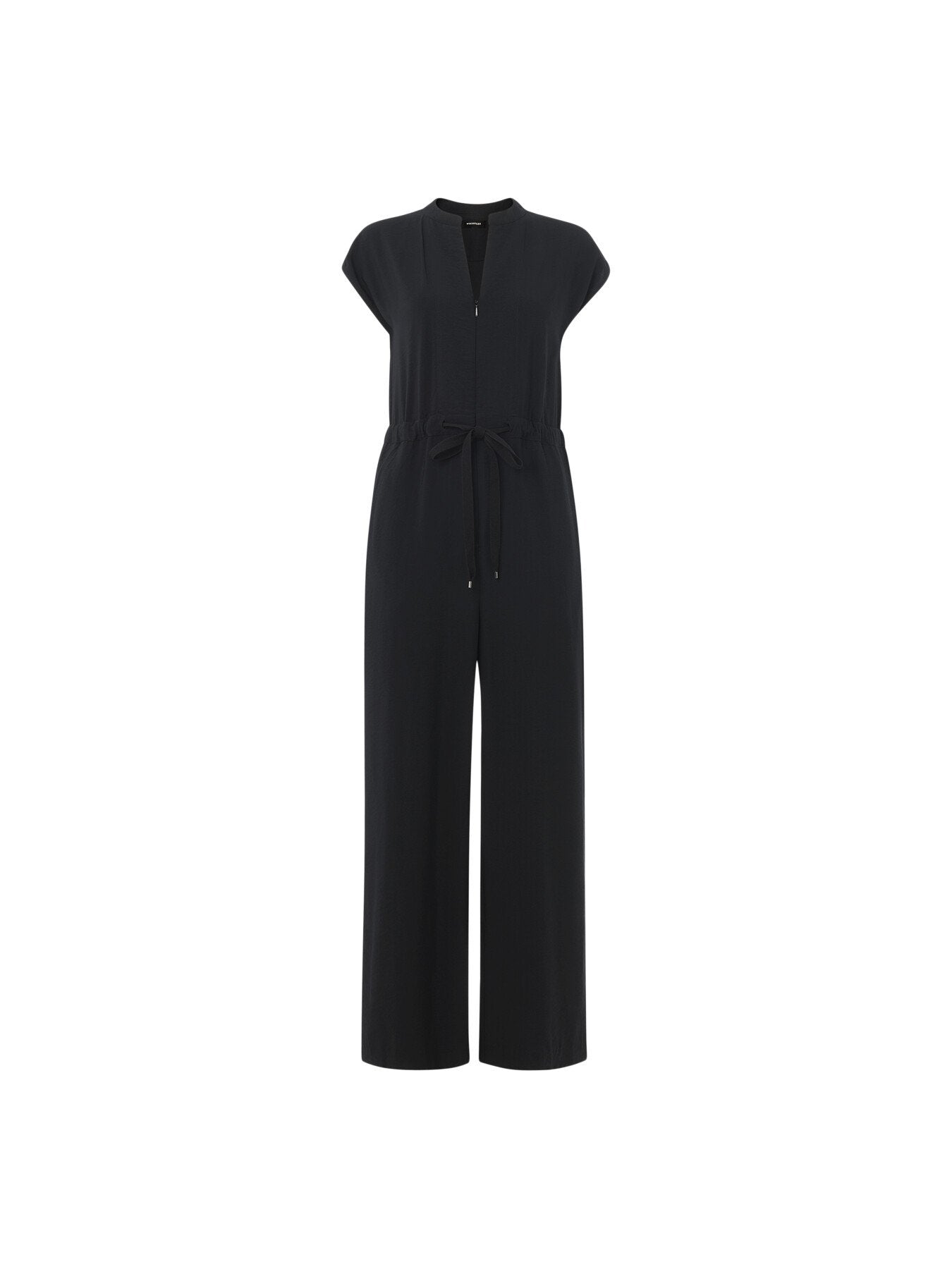 Black Sleeveless Drawstring Jumpsuit