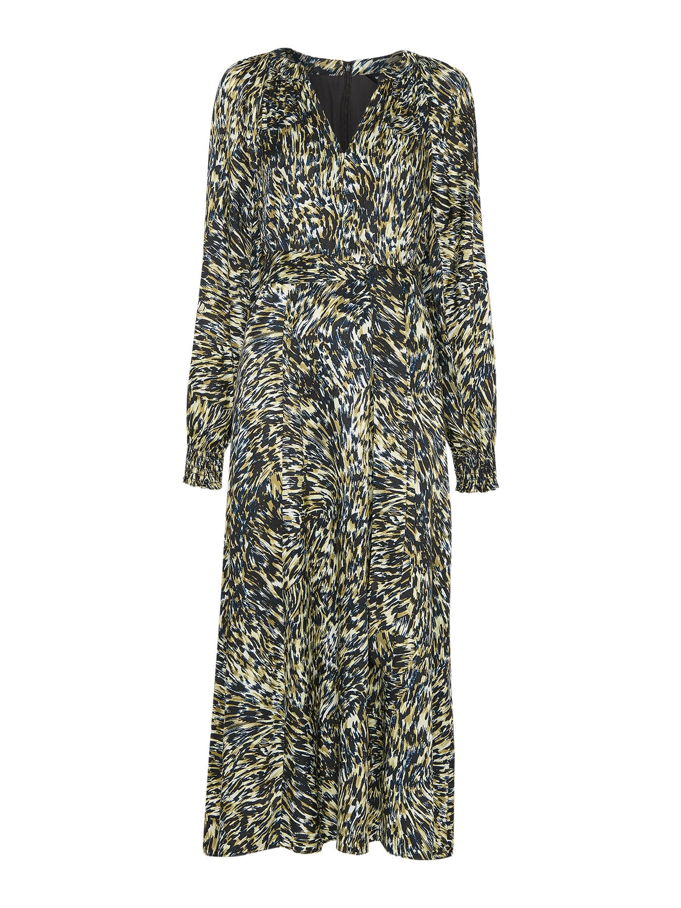 Khaki/Multi Leopard Swirl Midi Dress