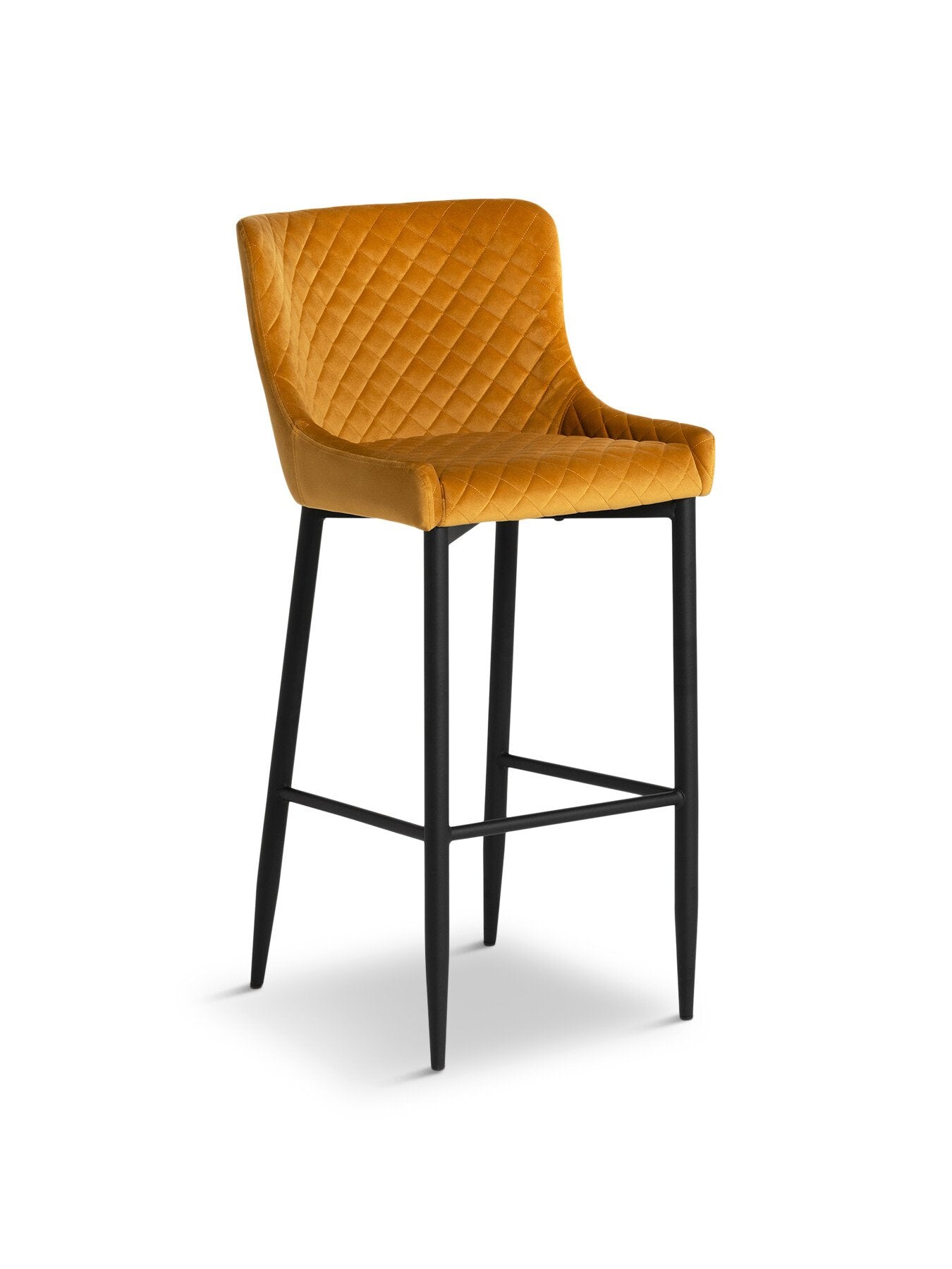 Rivington Golden Velvet Quilted Bar Stool