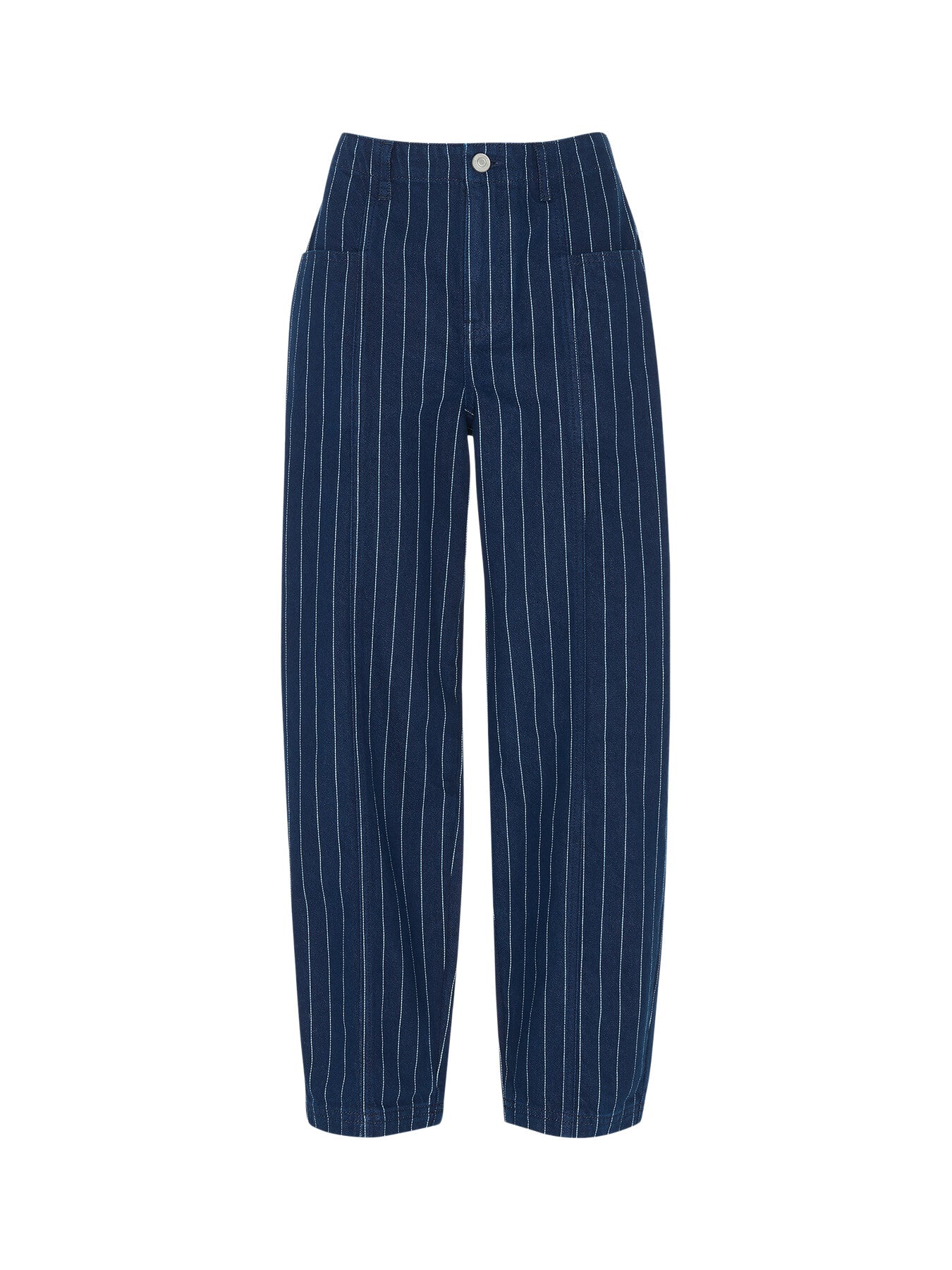 Pinstripe Barrel Leg Jean