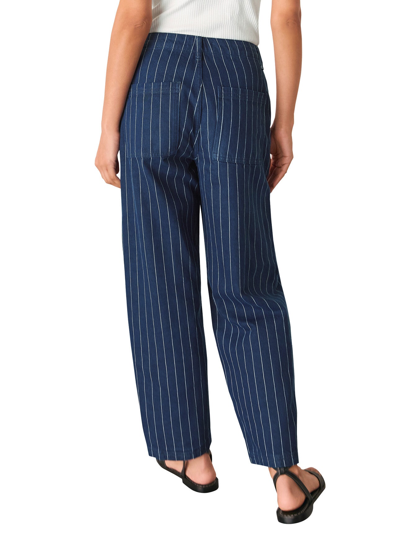 Pinstripe Barrel Leg Jean
