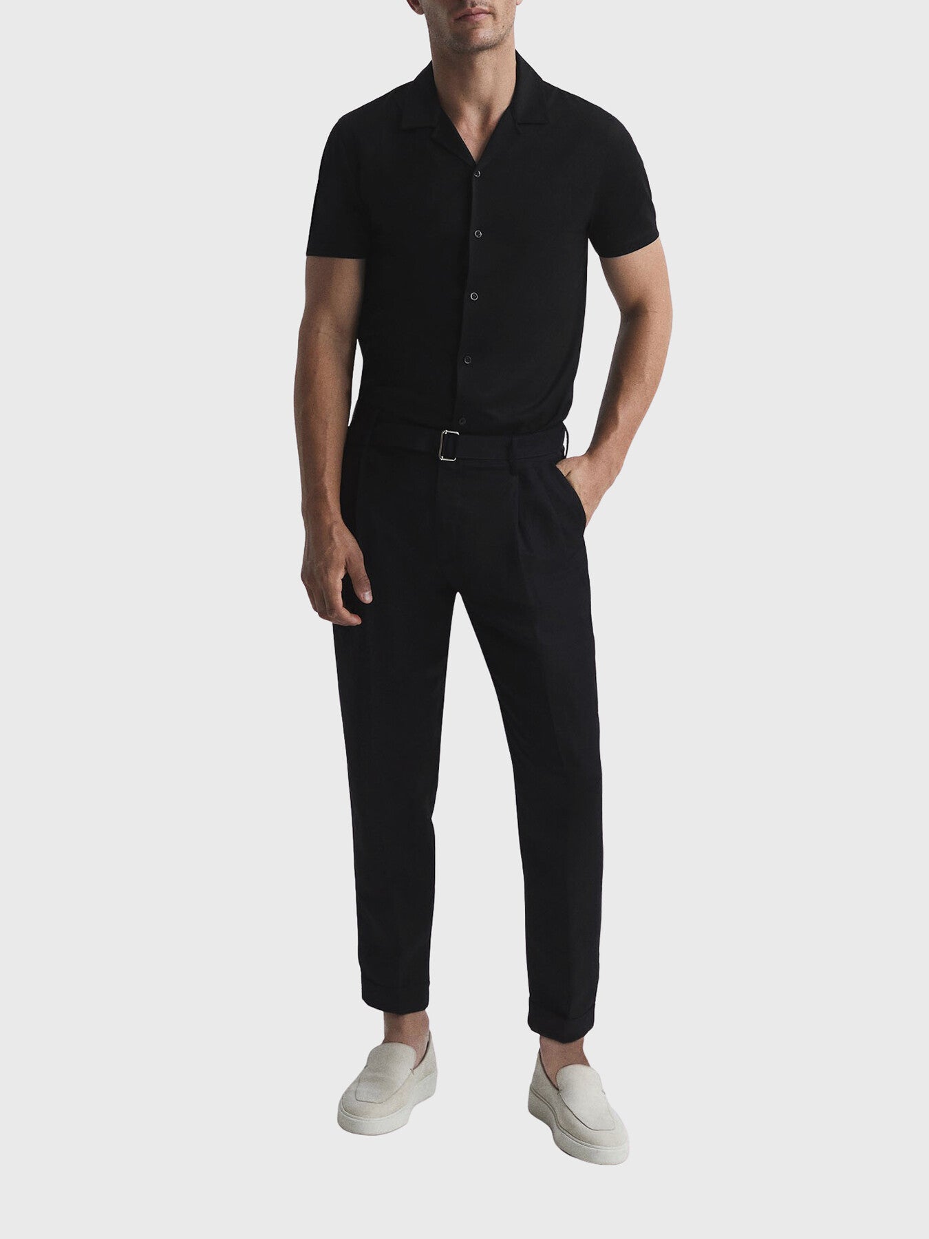 Caspa Mercerised Jersey Cuban Collar Shirt