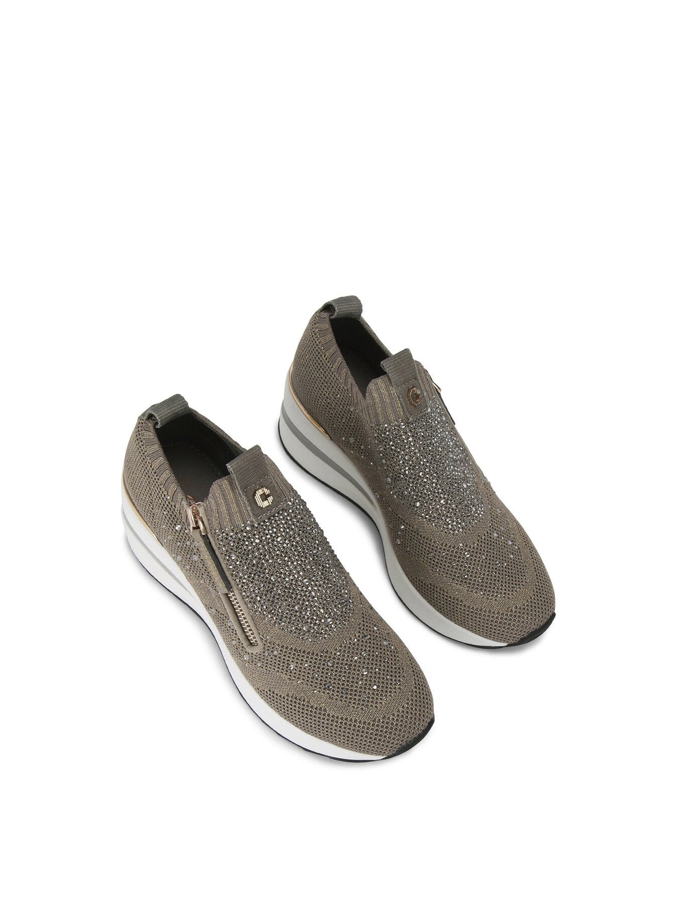 High Rise Zip Knit Trainers Bronze