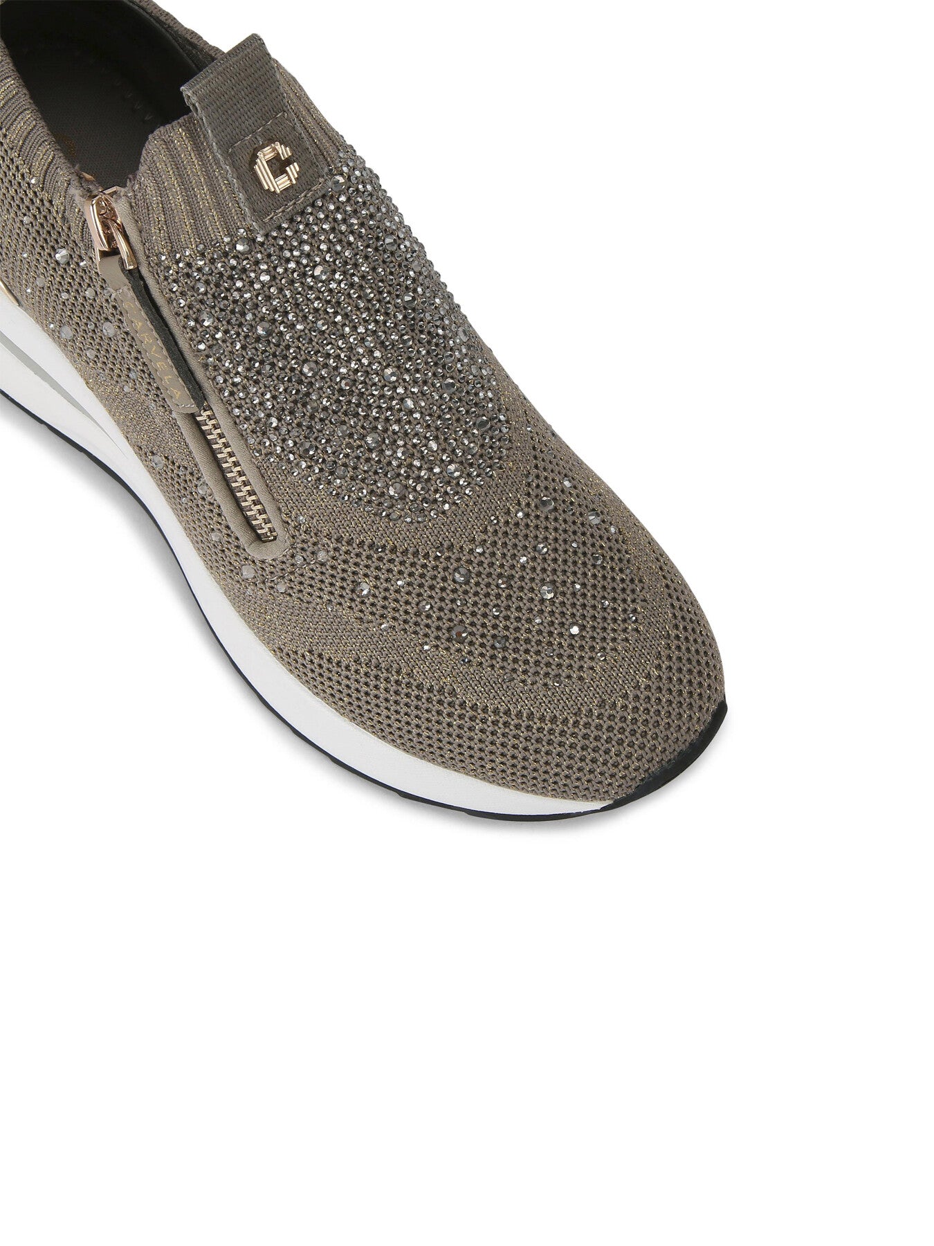 High Rise Zip Knit Trainers Bronze