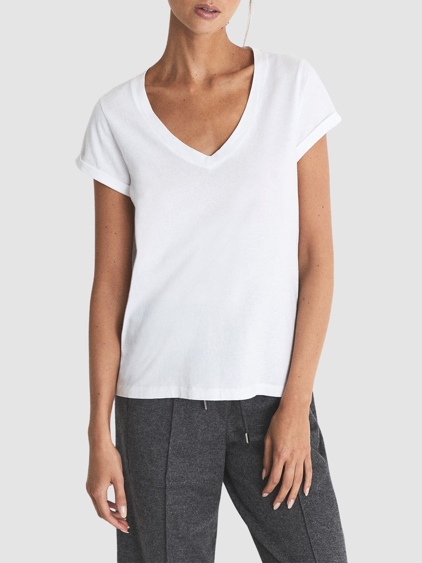 Luana Cotton-Jersey V-Neck T-Shirt
