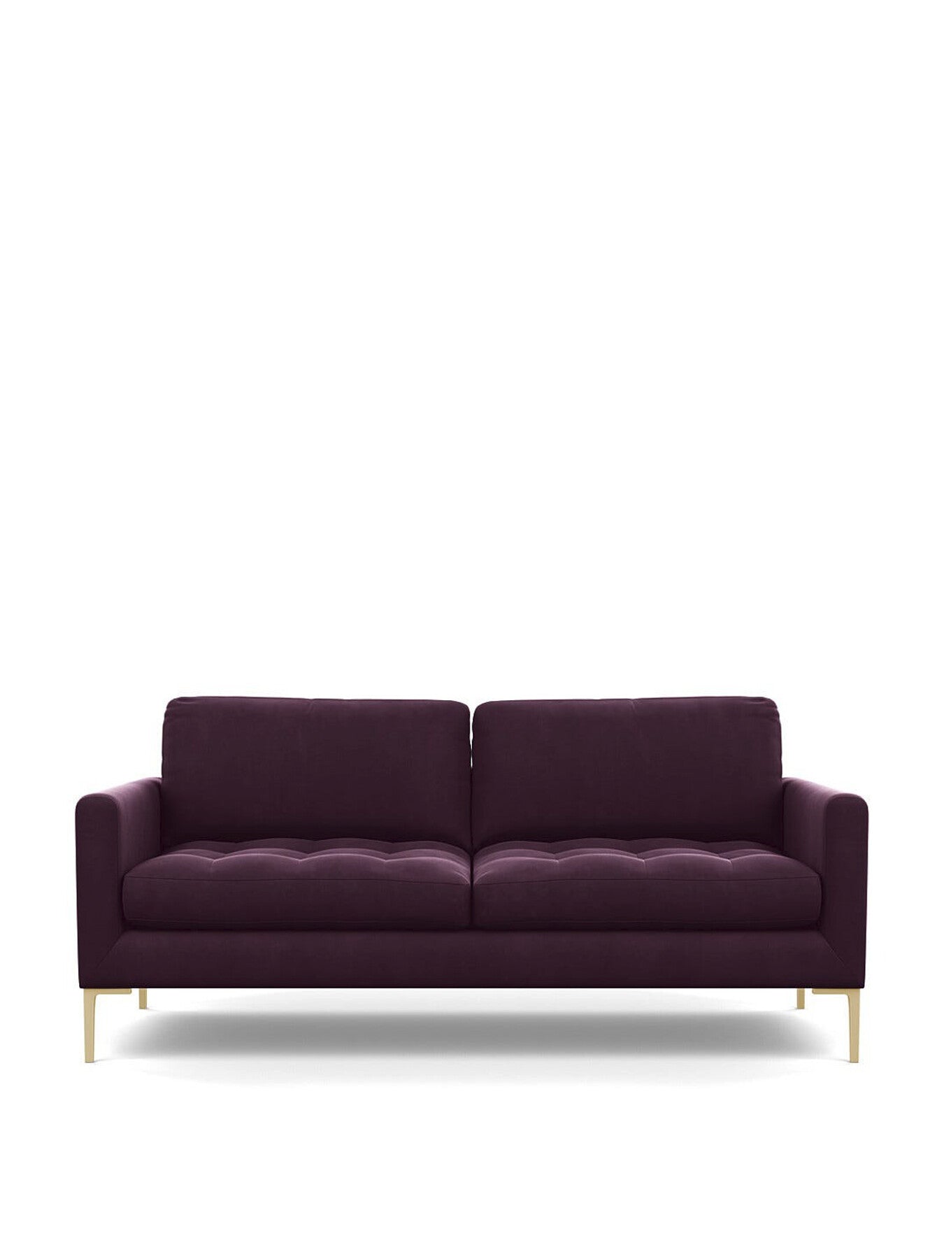Eton 3-Seater Sofa Cotton Velvet Grape Brass Feet
