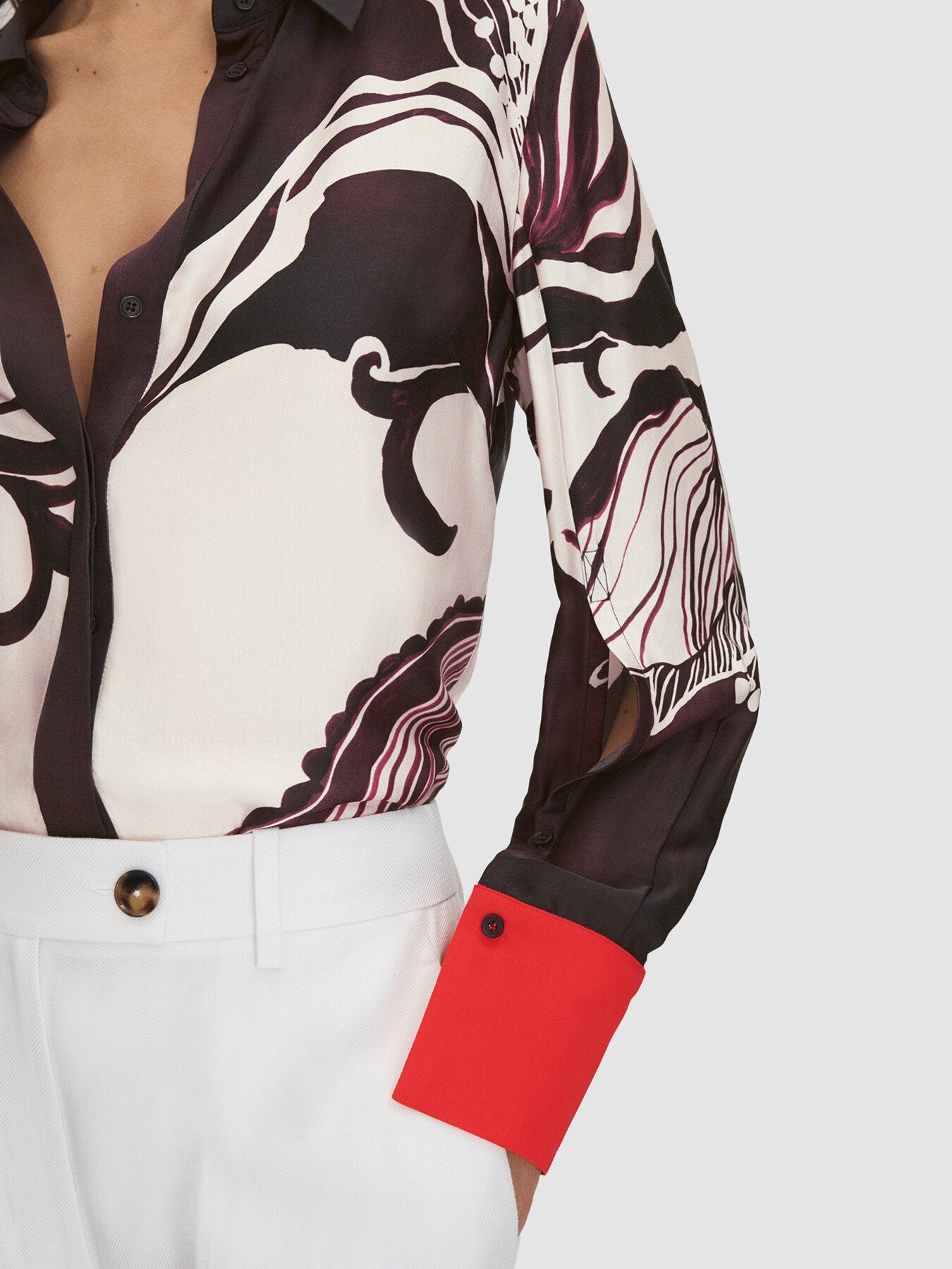Kari Printed High-Low Button-Through Shirt
