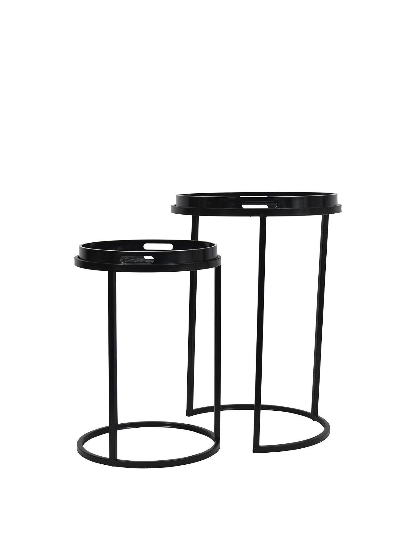 Monochrome Swirl Set of 2 Side Tray Tables