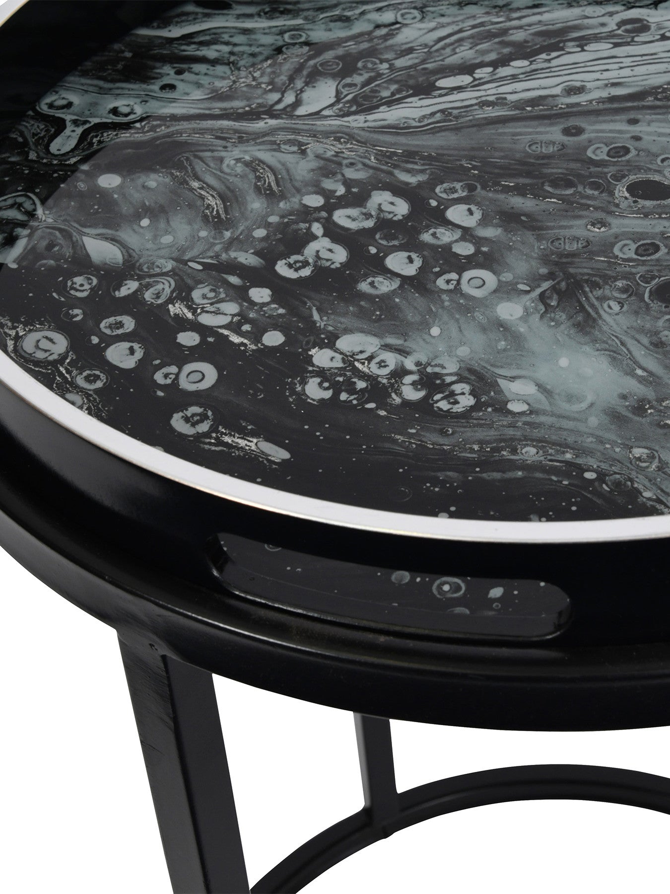Monochrome Swirl Set of 2 Side Tray Tables