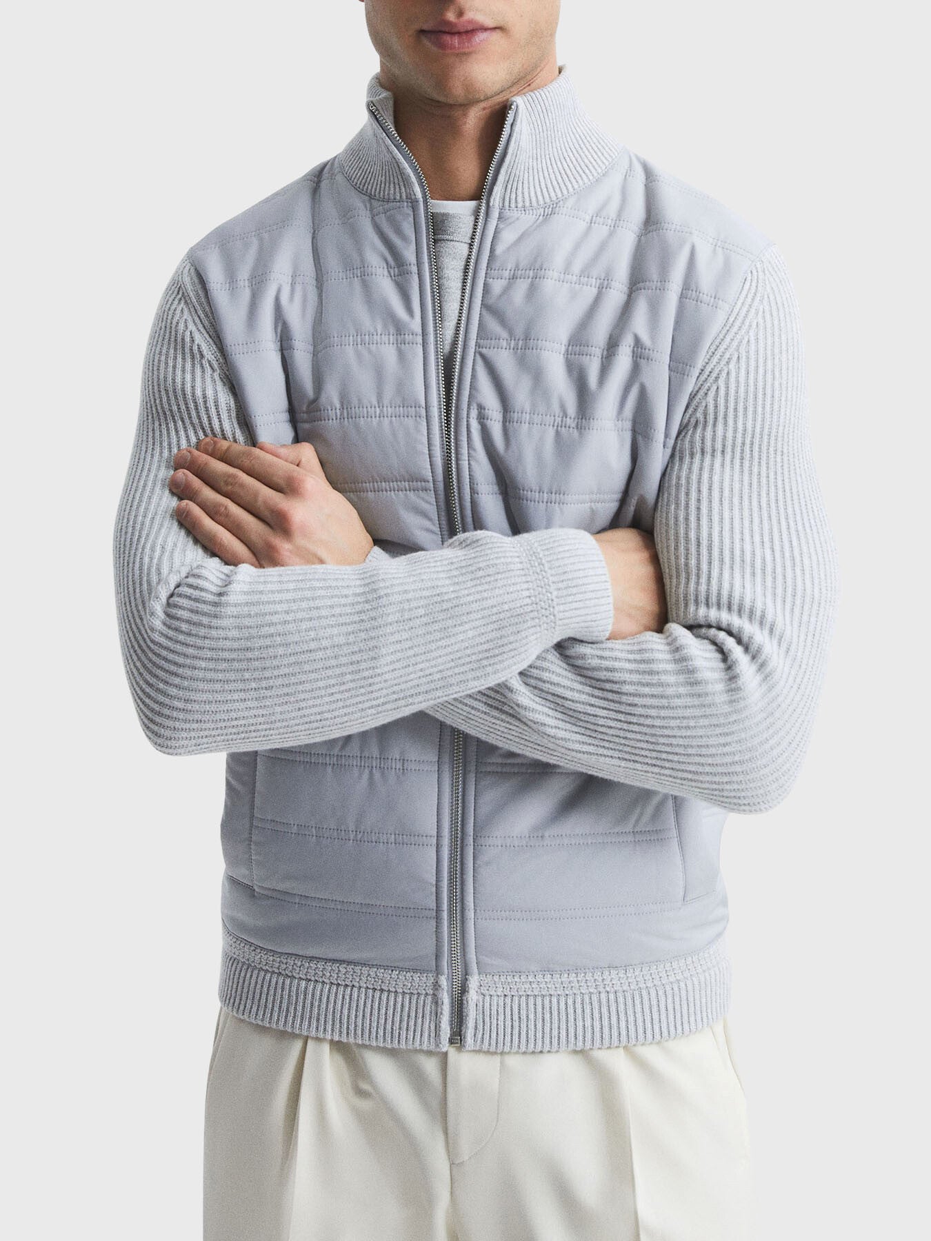 Trainer Hybrid Zip Through Quilted Jumper