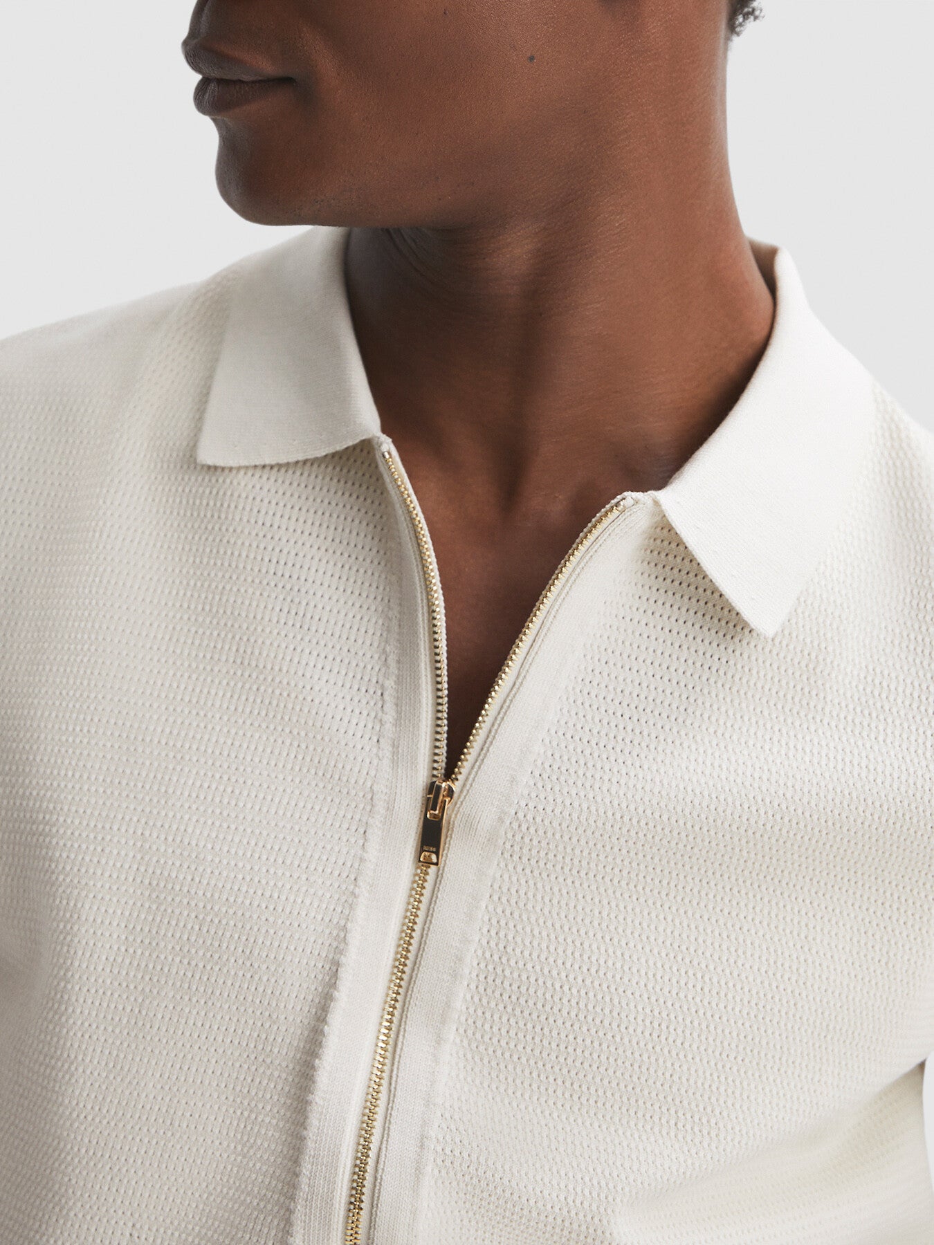 Walton Slim Fit Textured Zip Through T-Shirt