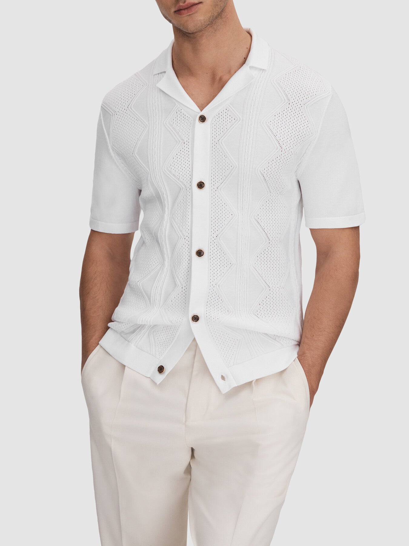 Fortune Cable Knit Cuban Collar Shirt