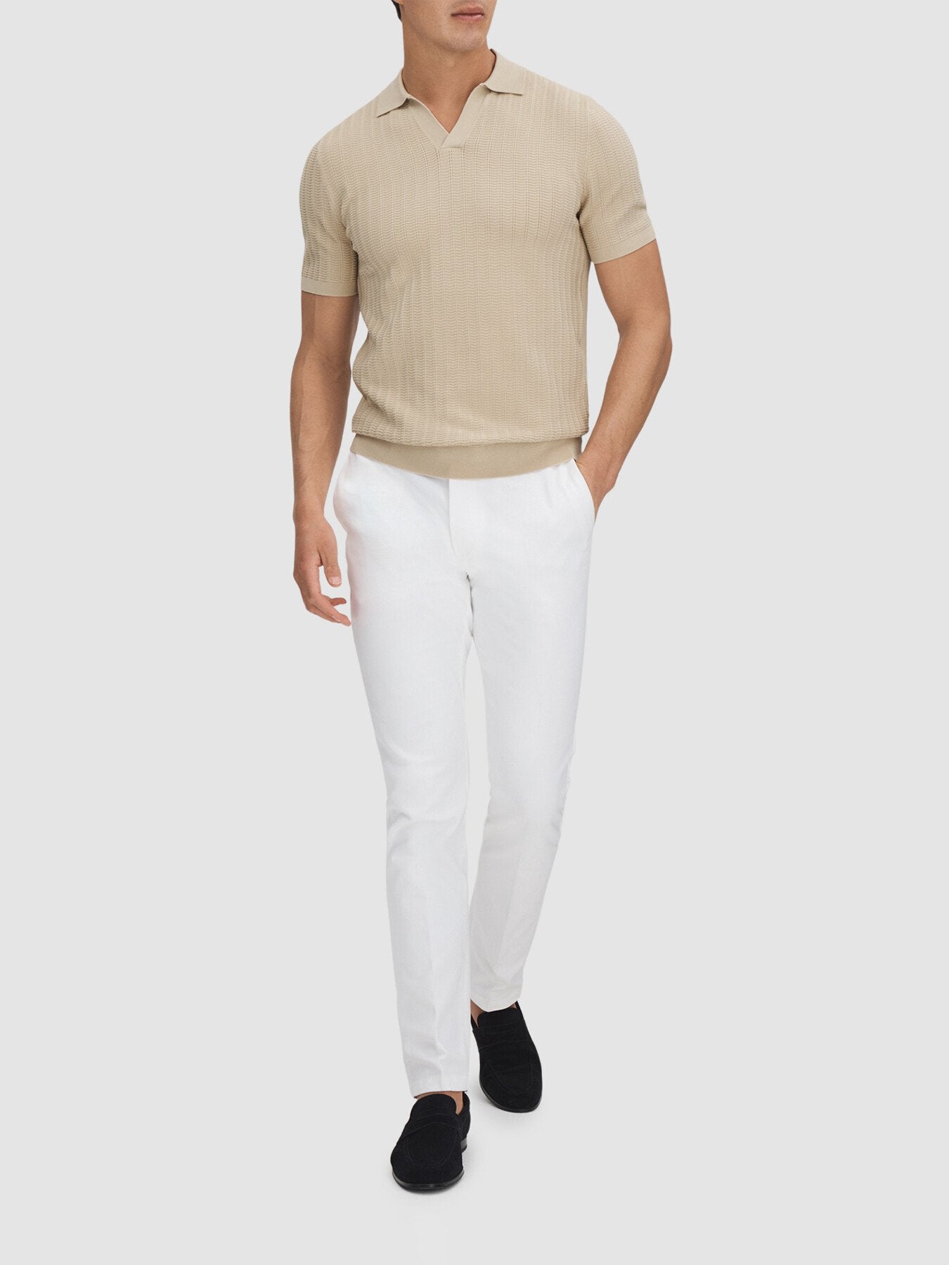 Mickey Textured Modal Blend Open Collar Shirt