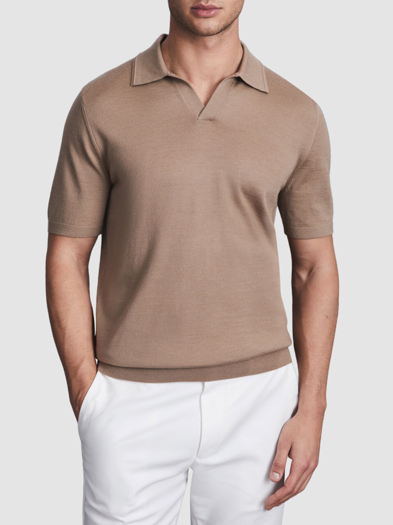 Duchie Merino Wool Open Collar Polo Shirt
