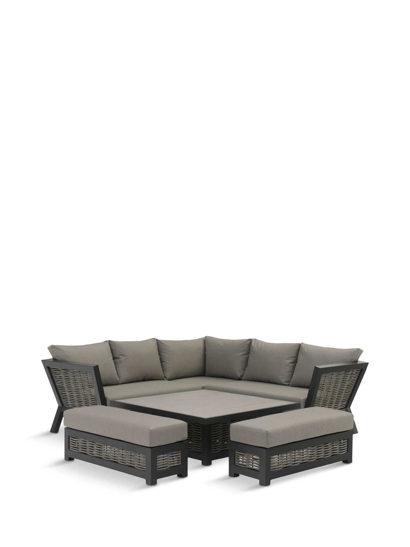 Tuscan 8-Seater Square Sofa set with Dual Height Table & 2 Benches