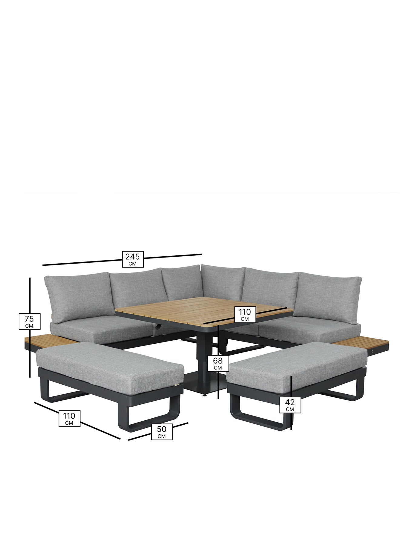 Brooklyn 8-Seater Garden Lounge Set Anthracite