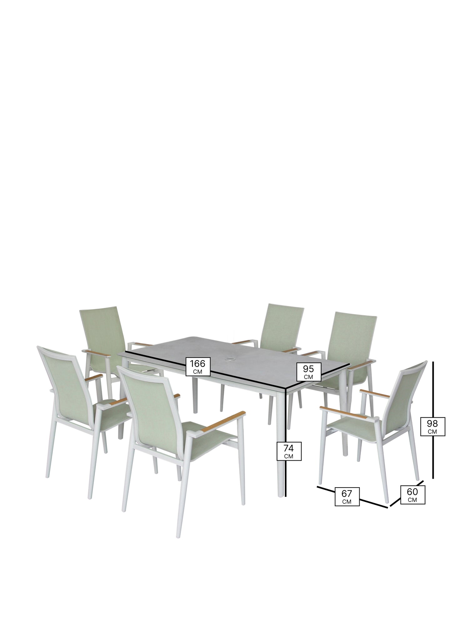 Sofia 6-Seater Garden Dining Set Green