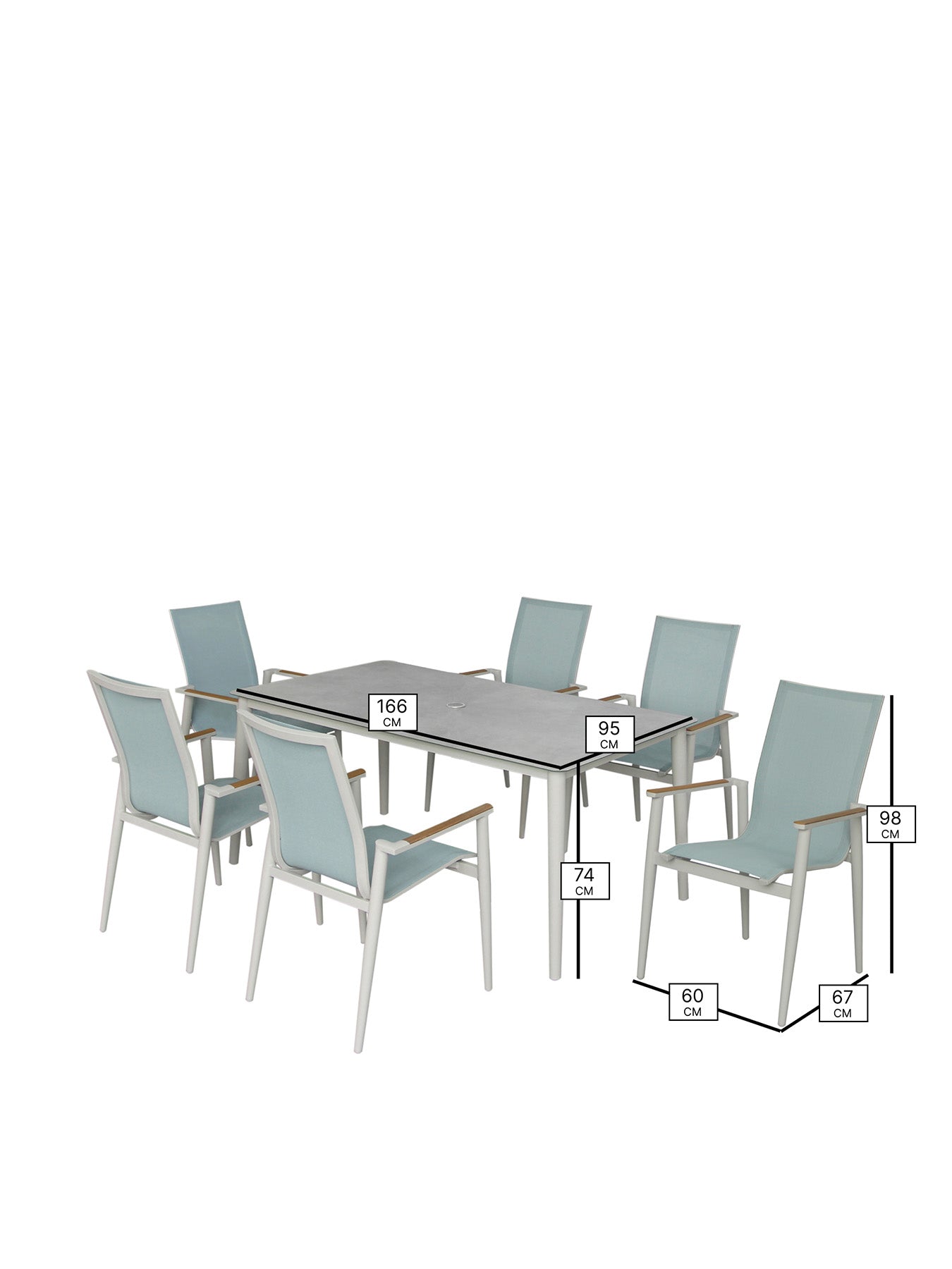 Sofia 6-Seater Garden Dining Set Blue