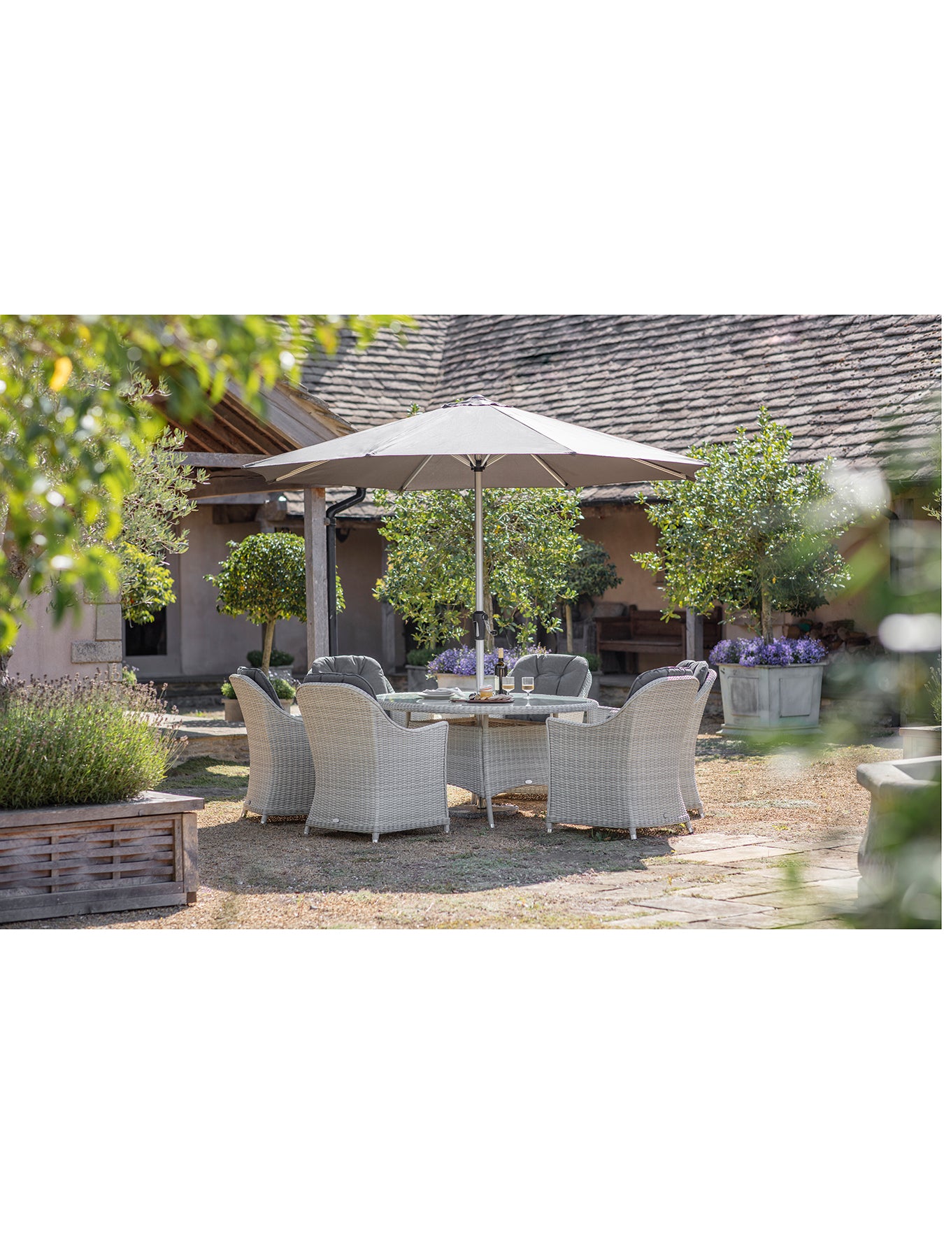 Monterey 6-Seater Rattan Garden Dining Set Grey