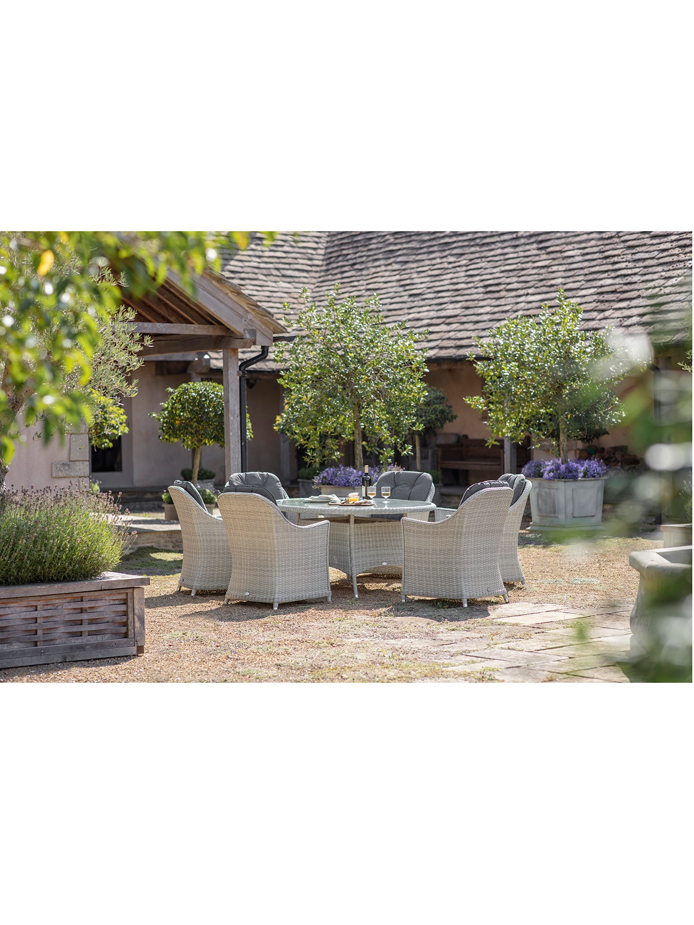 Monterey 6-Seater Rattan Garden Dining Set Grey