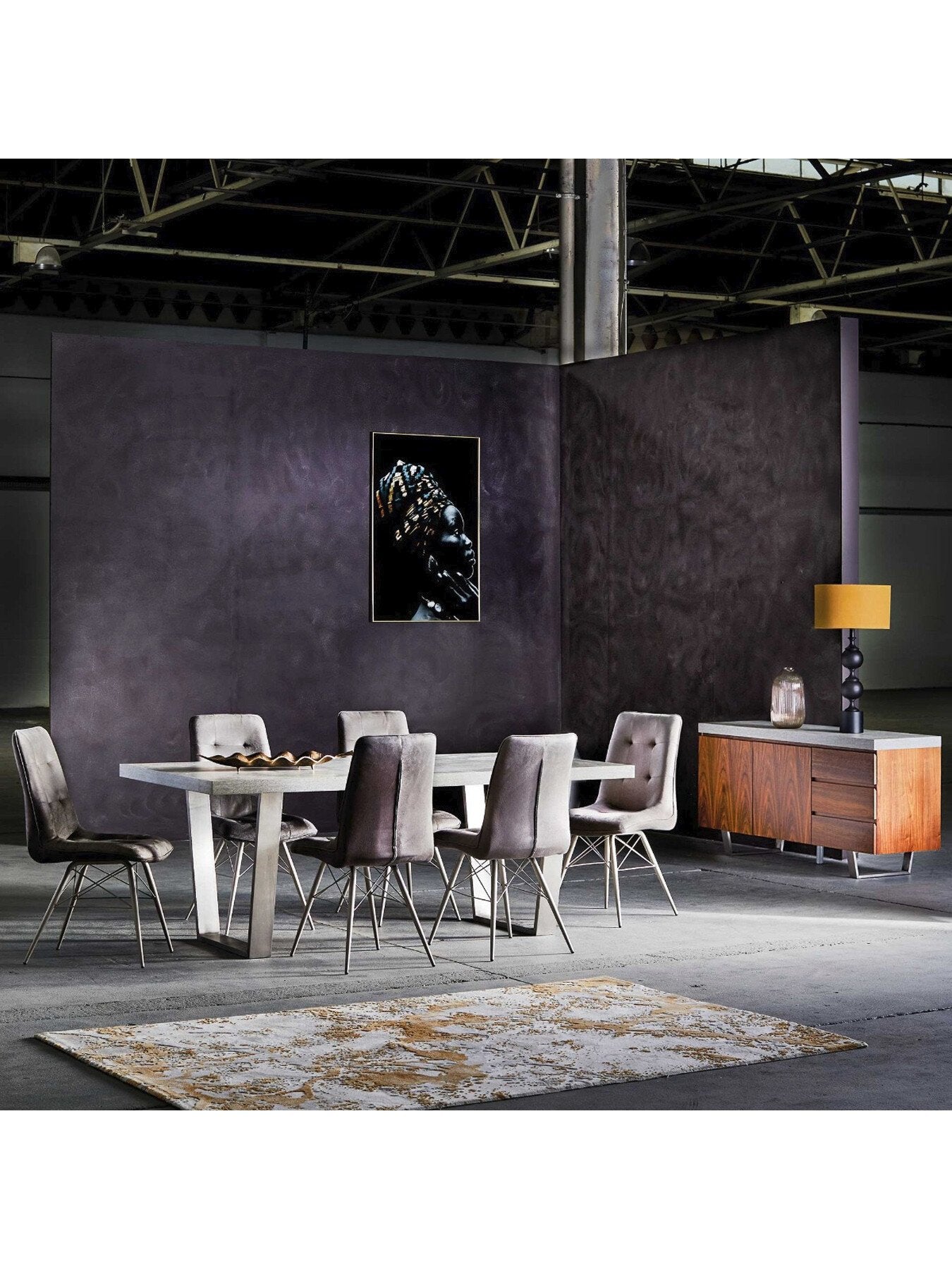 Grey Halmstad Concrete Effect 135cm Dining Table, Seats 4