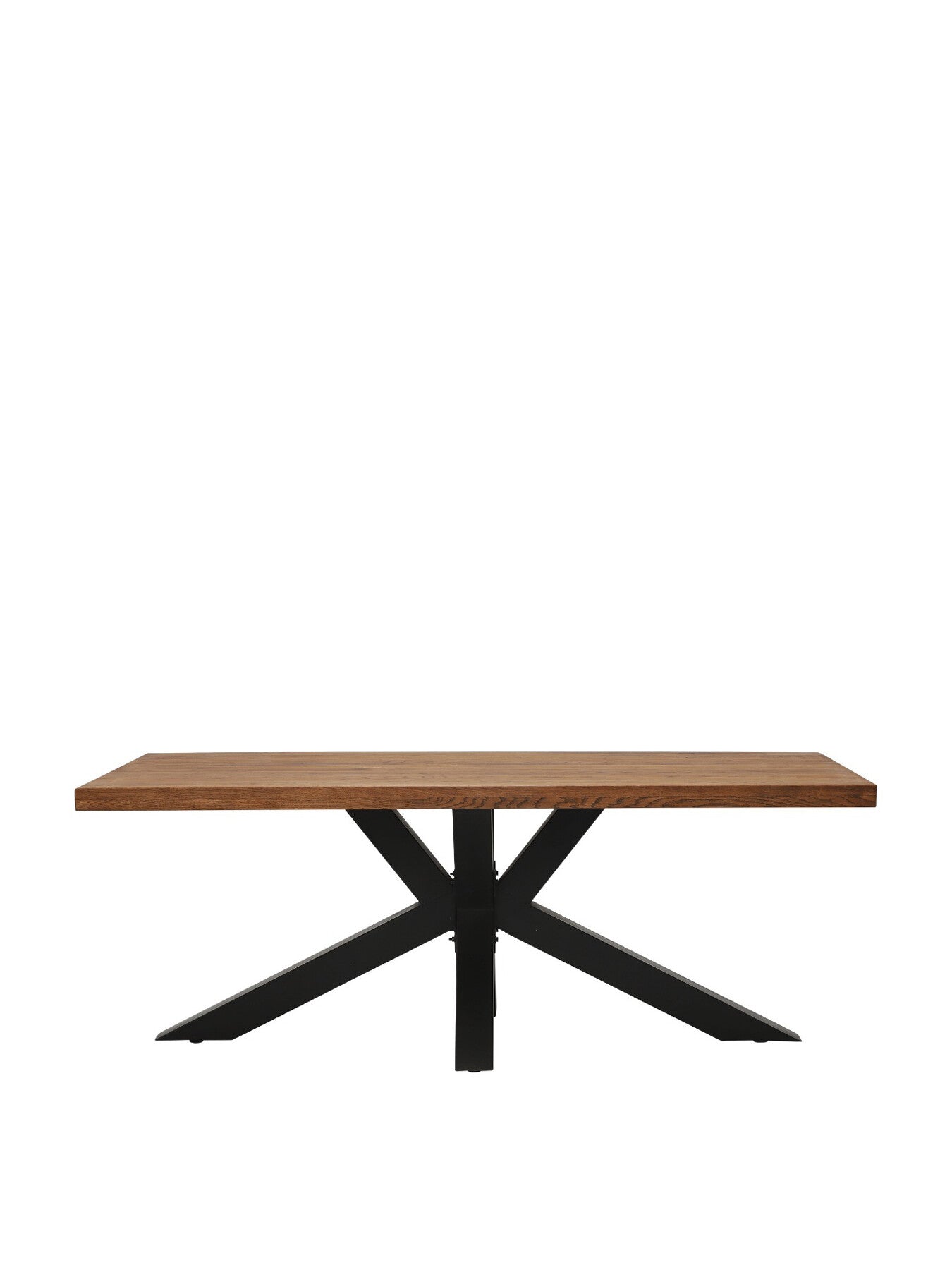 Brown Navarro Solid Oak 200cm Dining Table With Black Metal