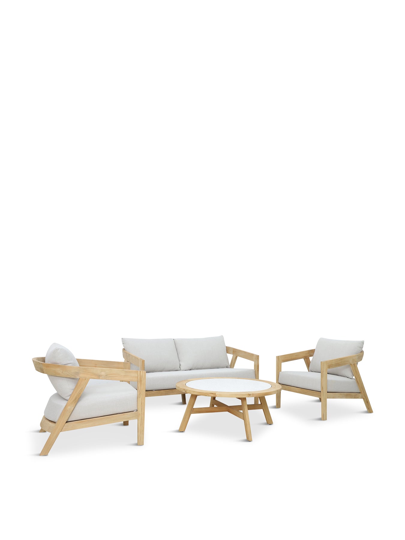 Kubu Lounge Set with 2 Seater Sofa 2 Lounge Chairs & Coffee Table