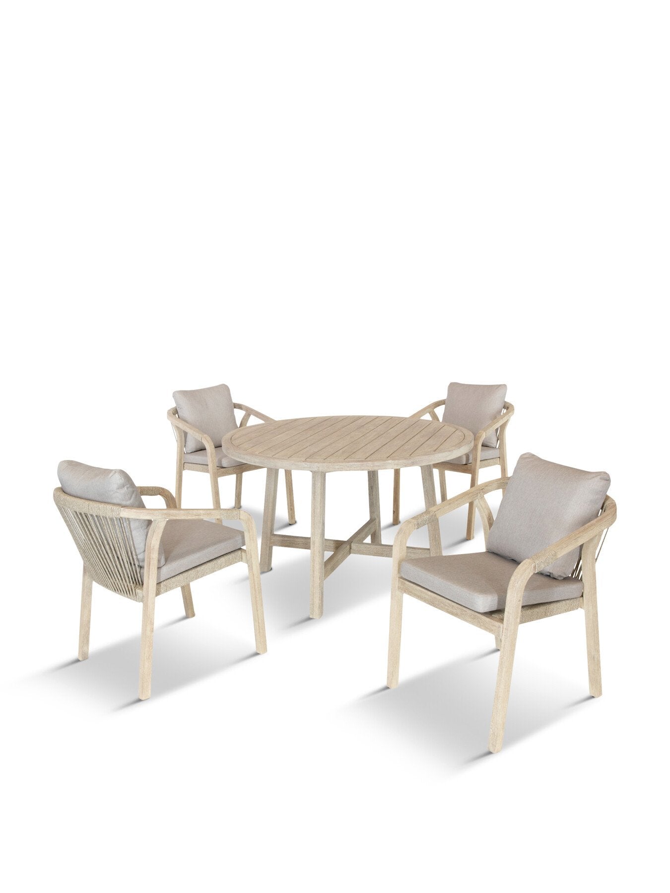 Cora Rope 4-Seater Garden Dining Set Cream